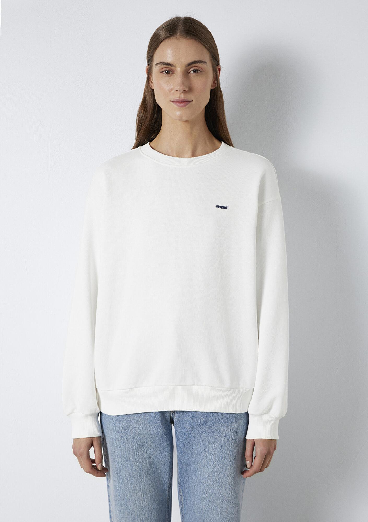 Mavi Mavi Nakışlı Ekru Sweatshirt 1S10366-70057