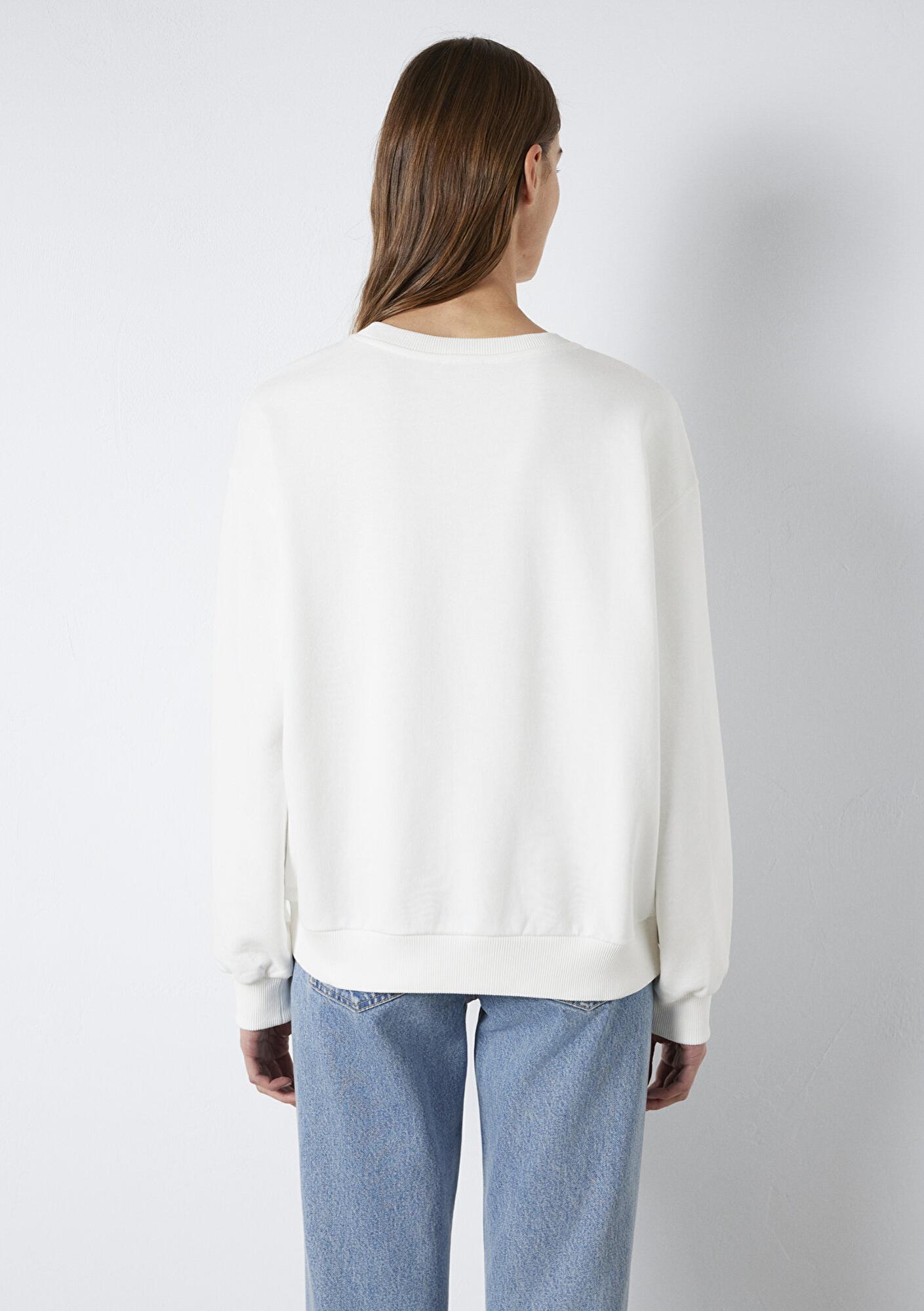 Mavi Mavi Nakışlı Ekru Sweatshirt 1S10366-70057