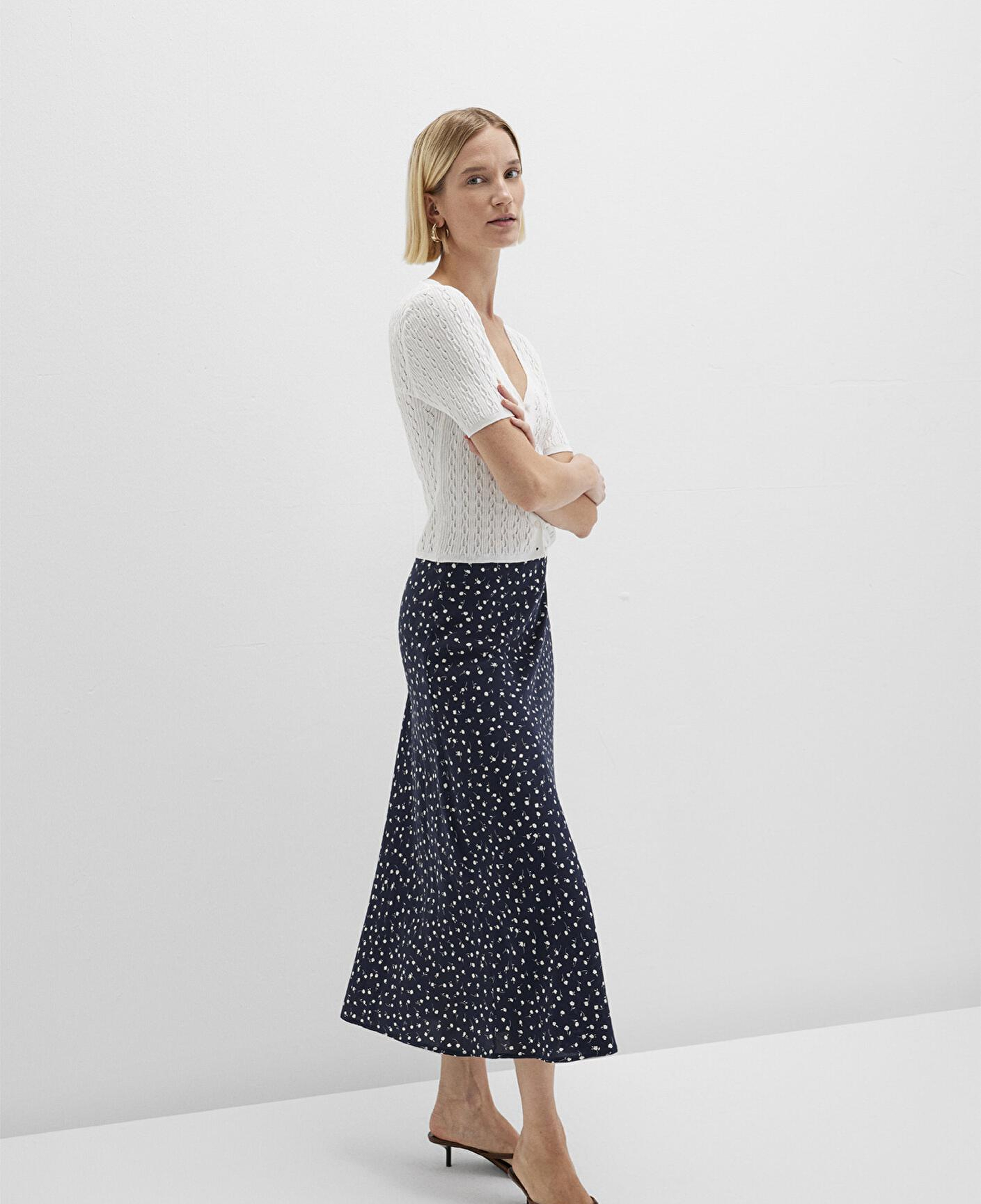 Mavi Baskılı Lacivert Midi Etek 1310583-91006