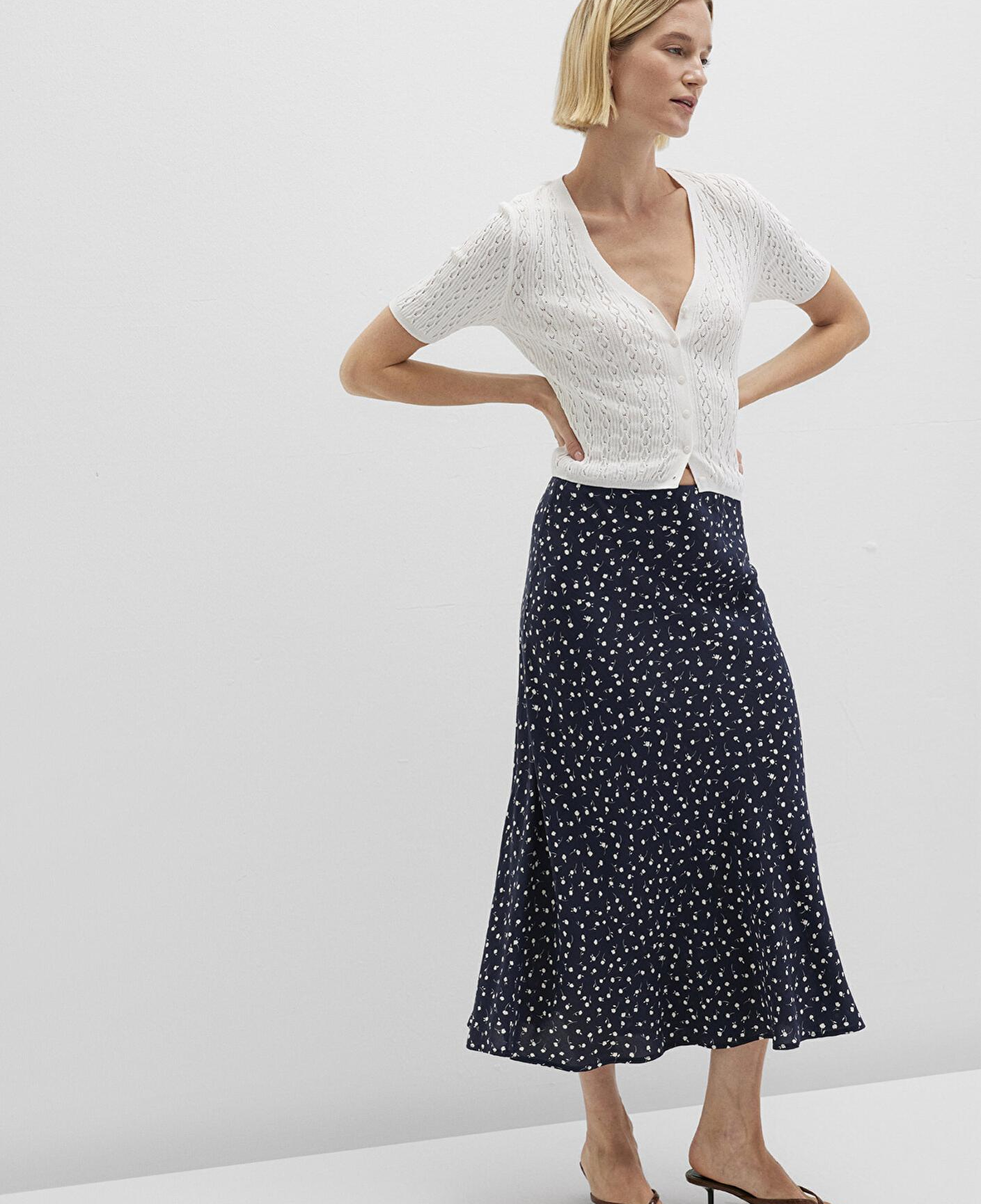 Mavi Baskılı Lacivert Midi Etek 1310583-91006