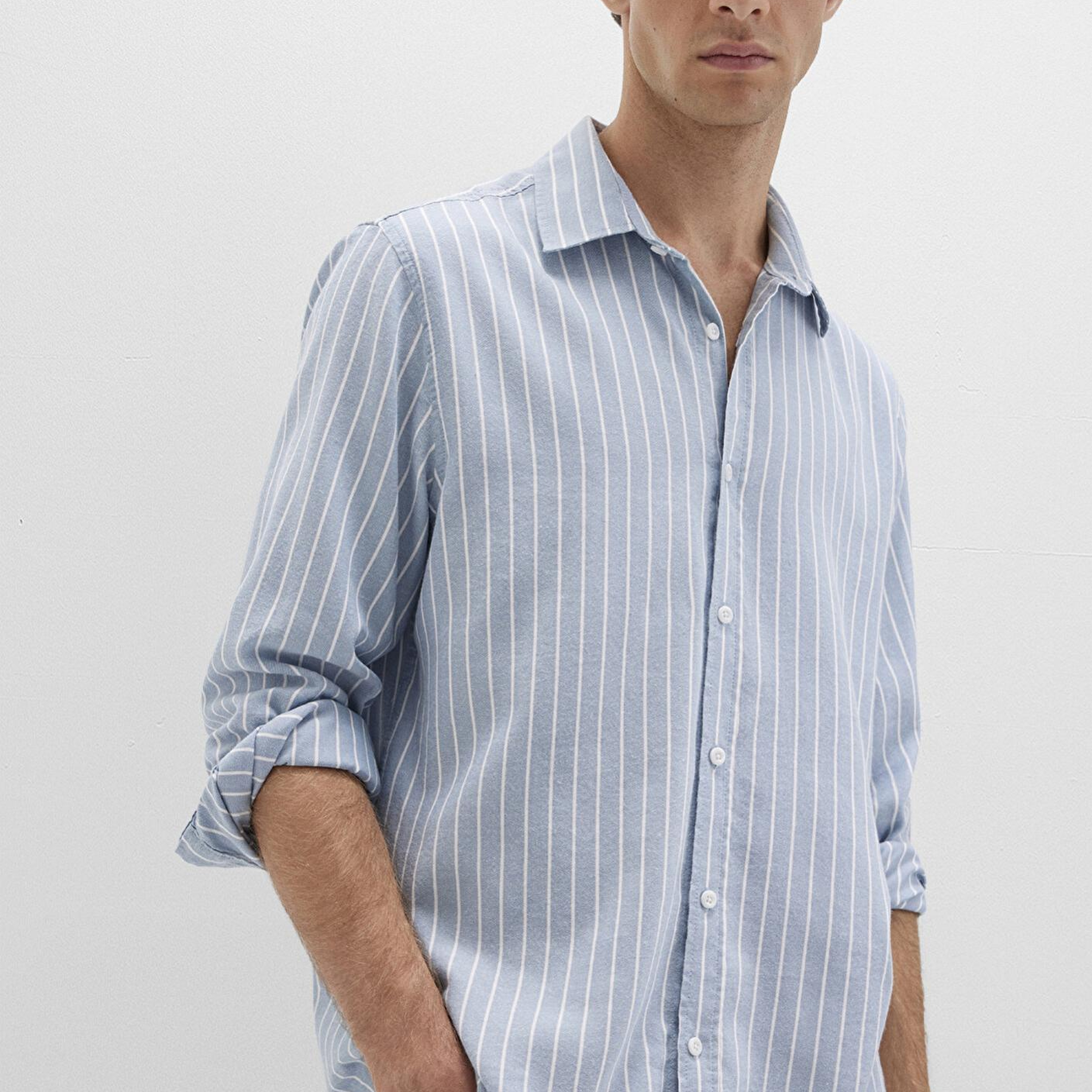 Mavi Çizgili Mavi Gömlek Regular Fit / Normal Kesim 0211709-90932