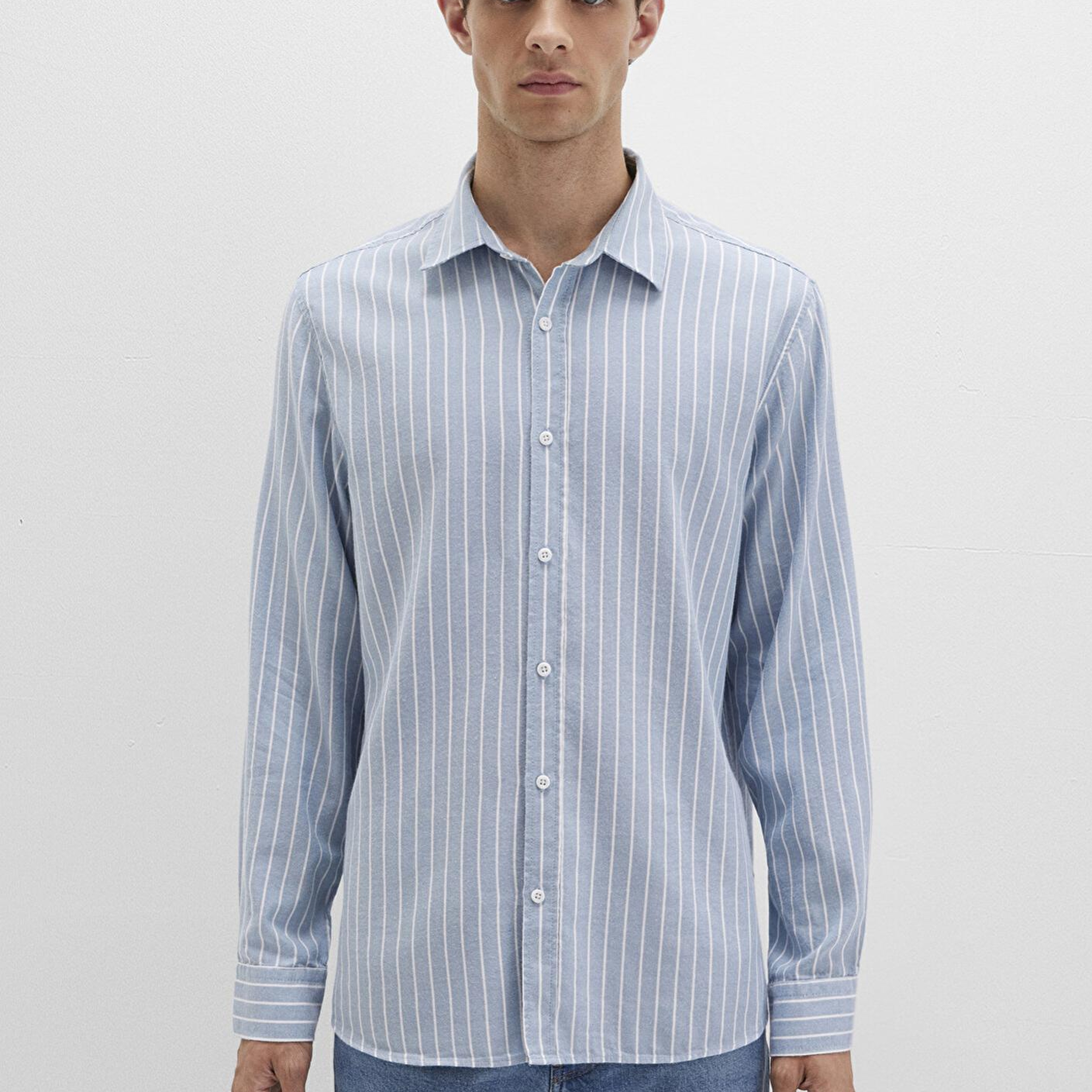 Mavi Çizgili Mavi Gömlek Regular Fit / Normal Kesim 0211709-90932