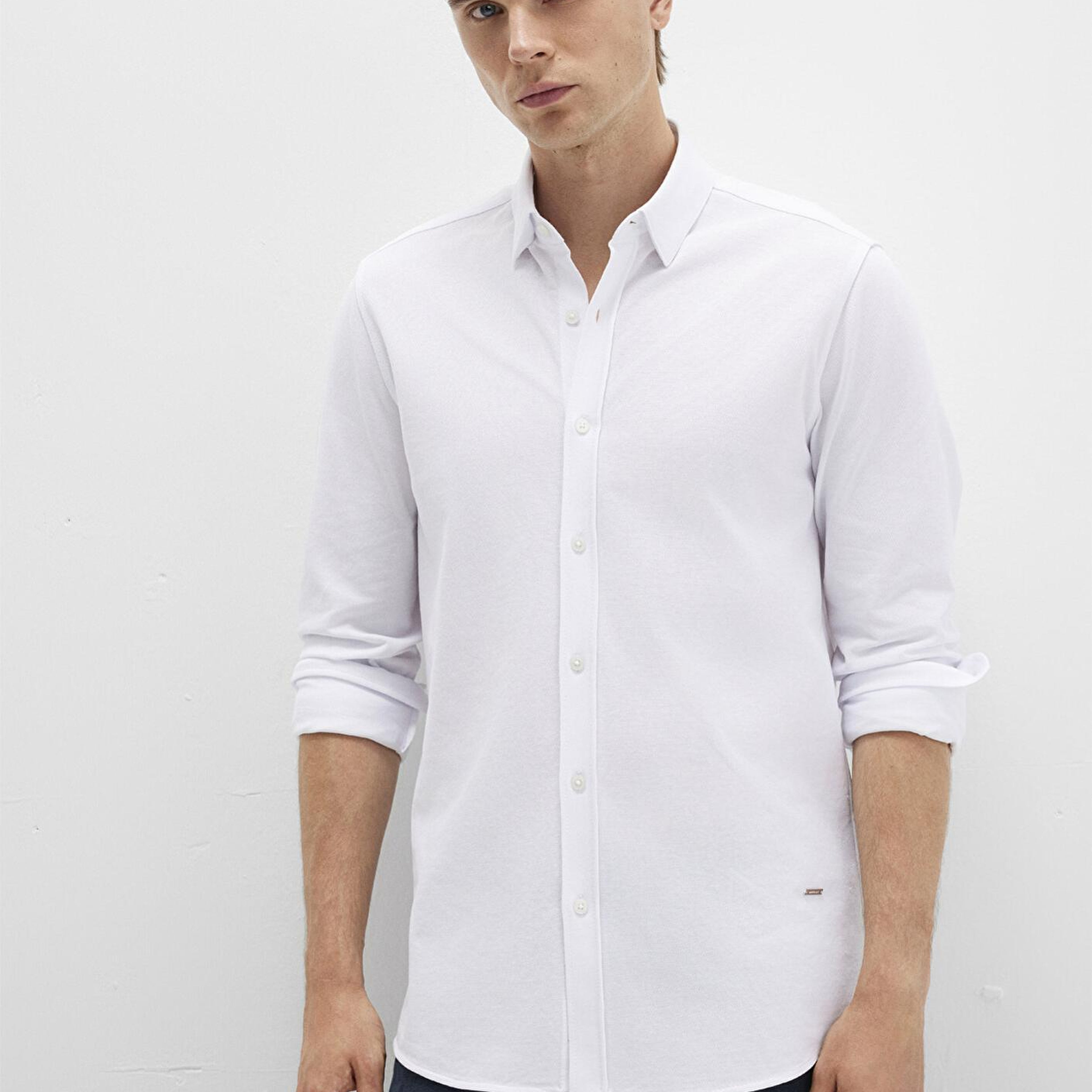 Mavi Mavi Black Beyaz Örme Gömlek Slim Fit / Dar Kesim 0211660-620