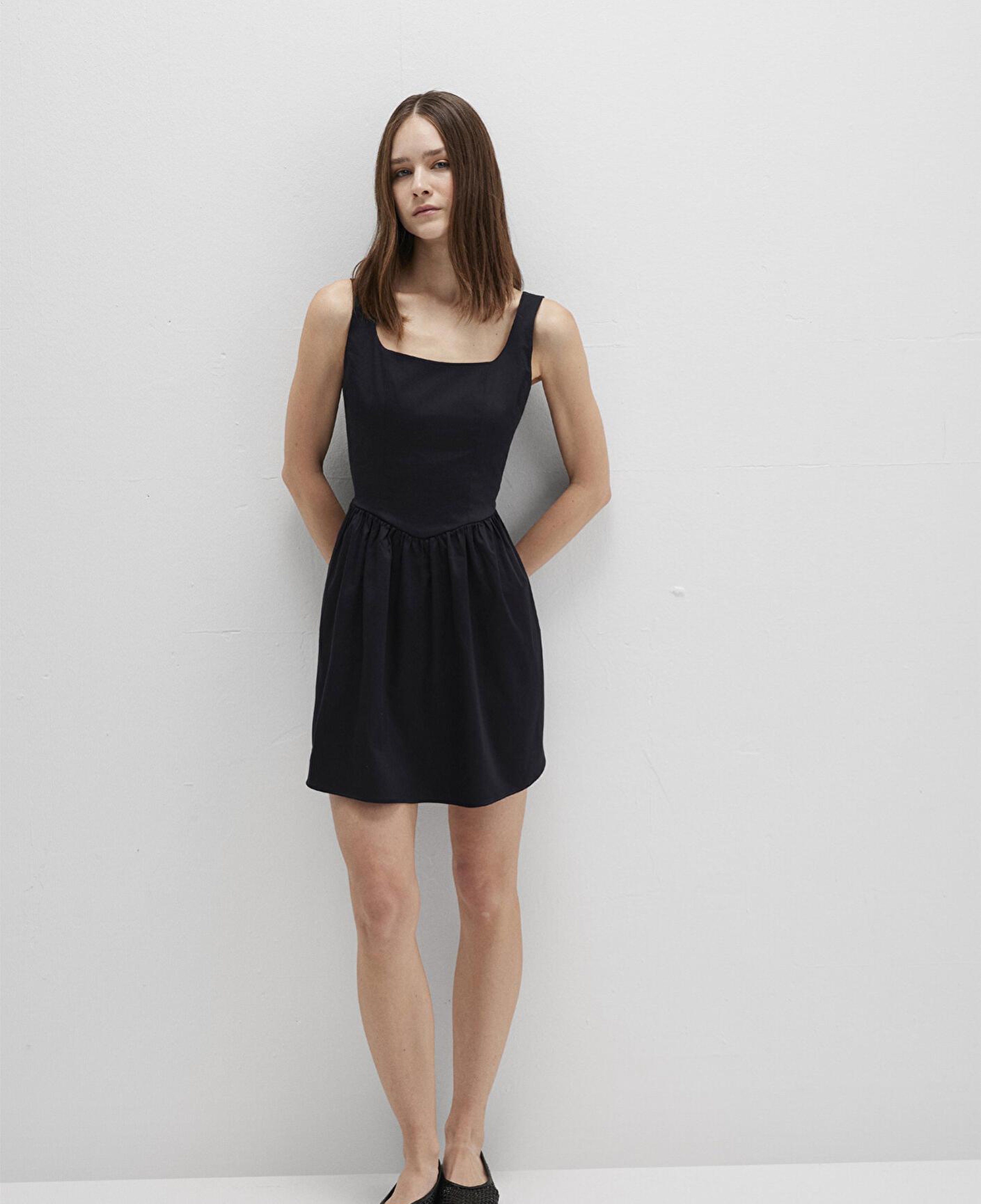 Mavi Askılı Siyah Mini Elbise 1310724-900