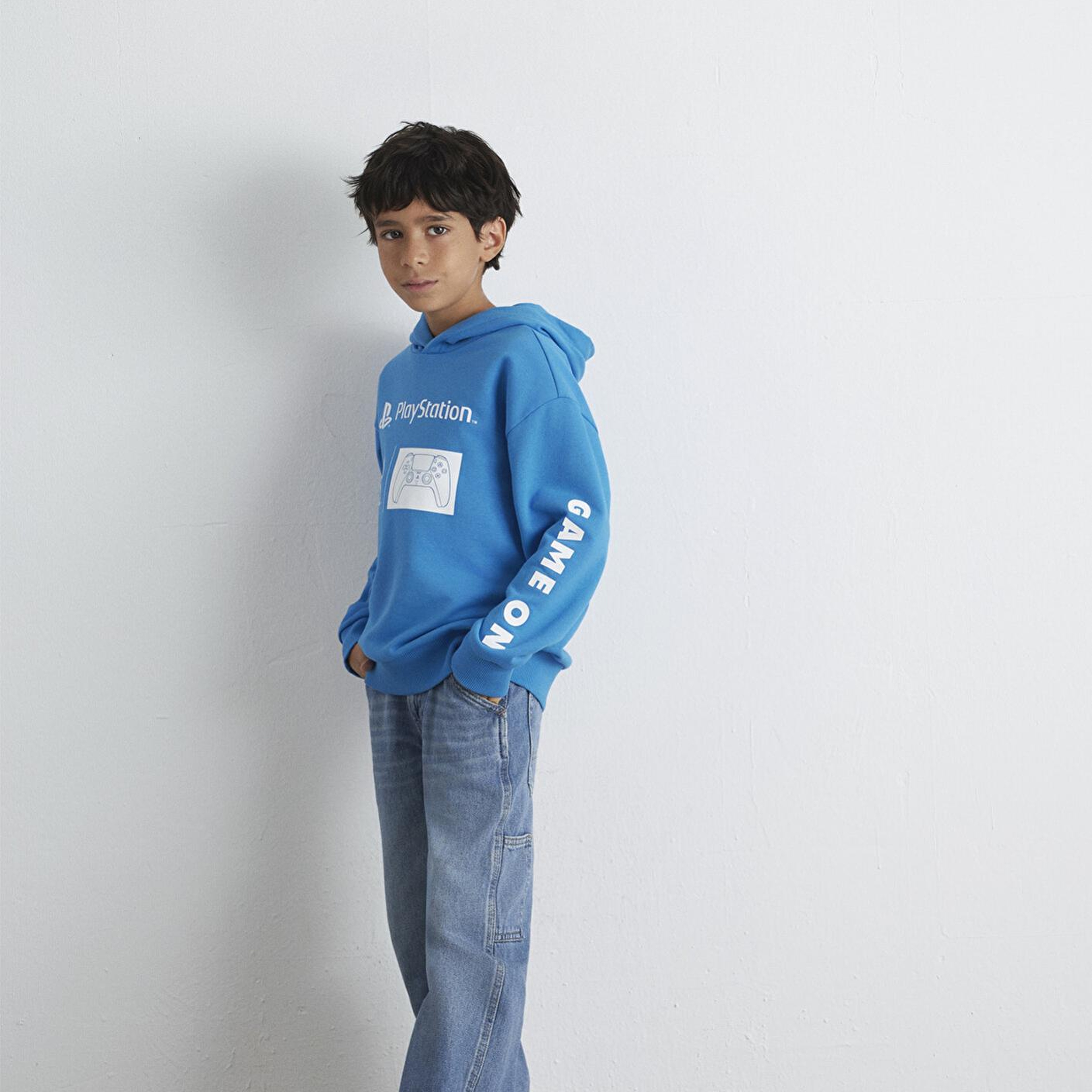 Mavi PlayStation Baskılı Kapüşonlu Mavi Sweatshirt 6S10131-70772