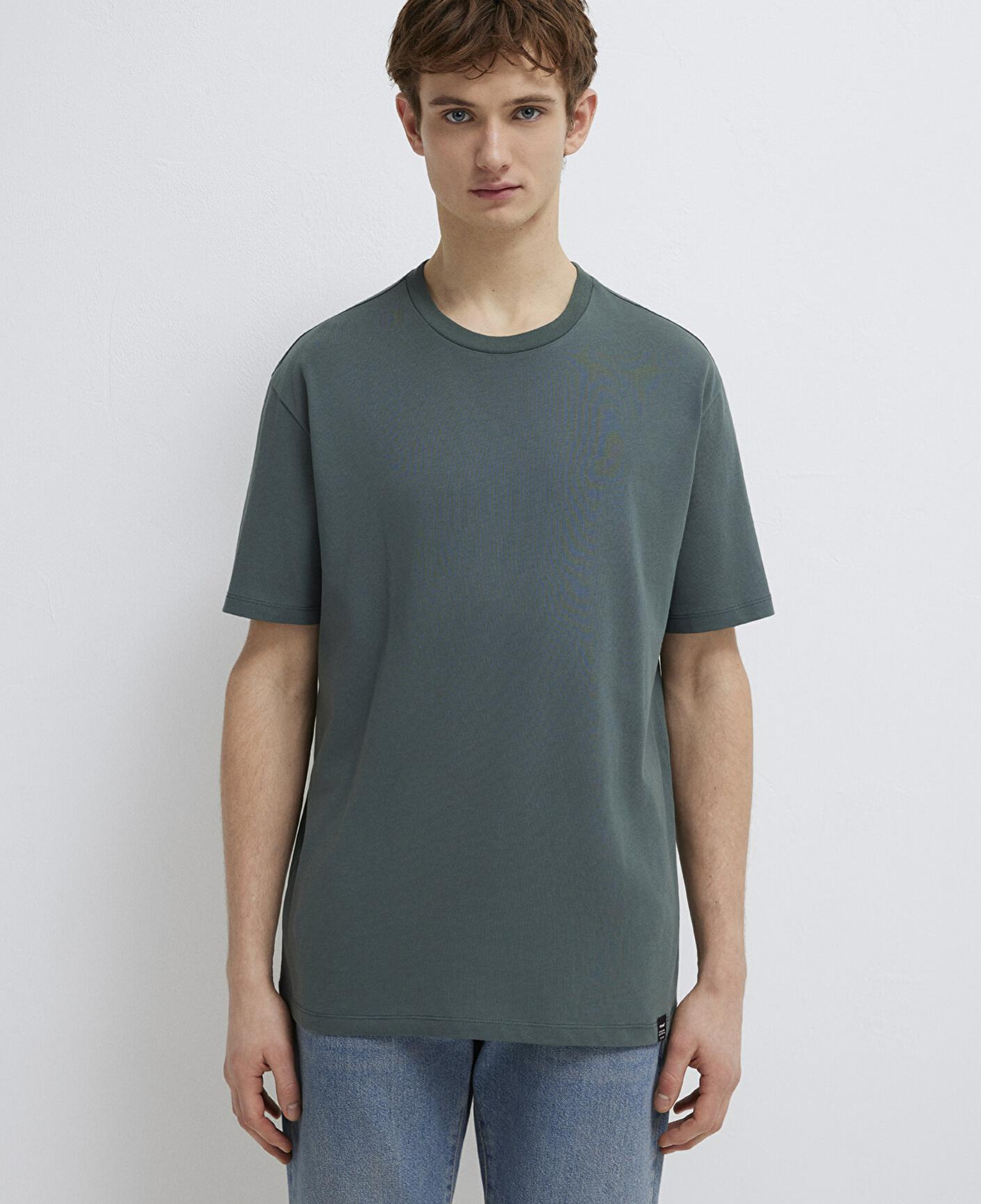 Mavi Etiket Detaylı Yeşil Basic Tişört Loose Fit / Bol Rahat Kesim 0611824-71598