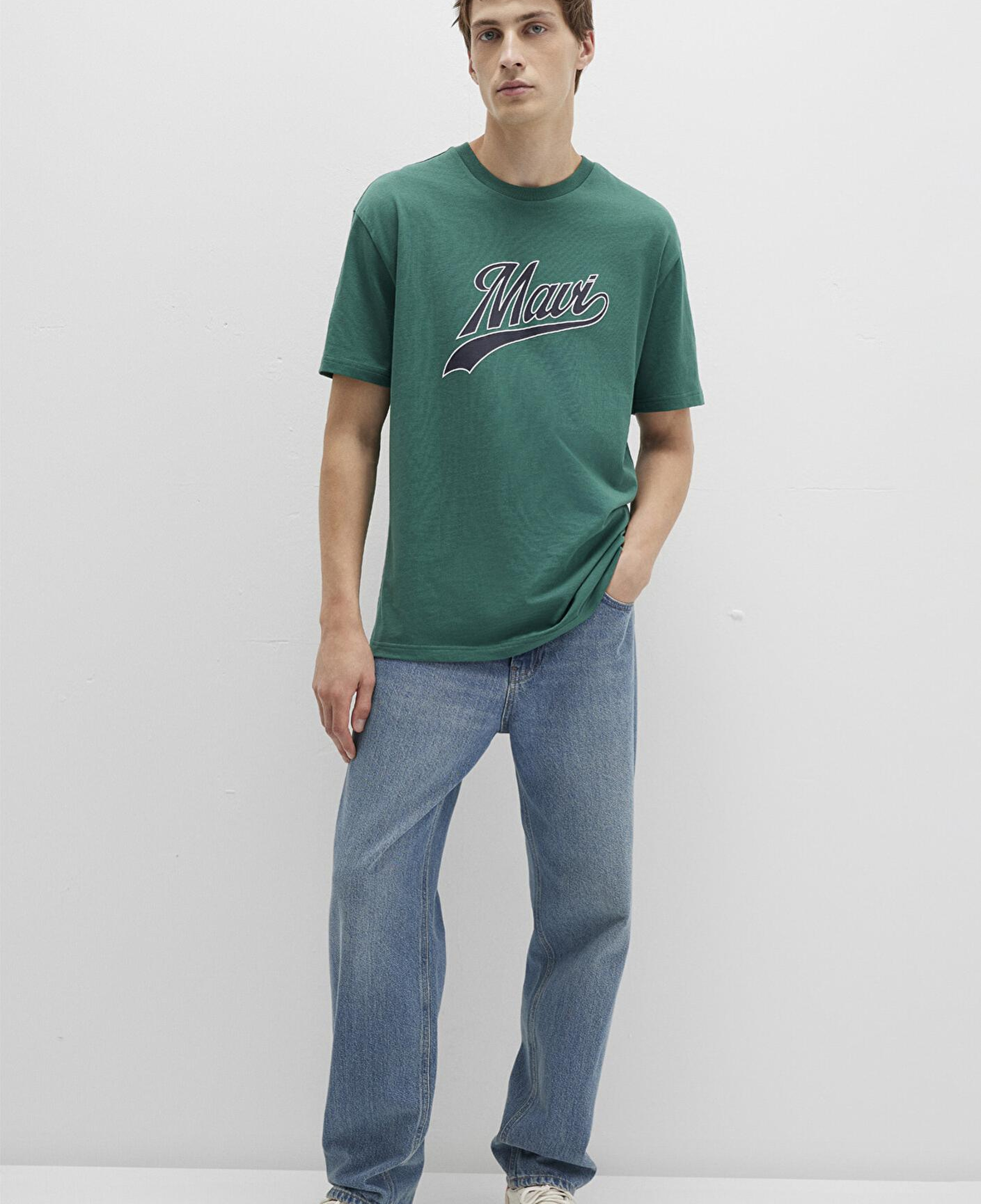 Mavi Mavi Logo Baskılı Yeşil Tişört Loose Fit / Bol Rahat Kesim 0613023-71874