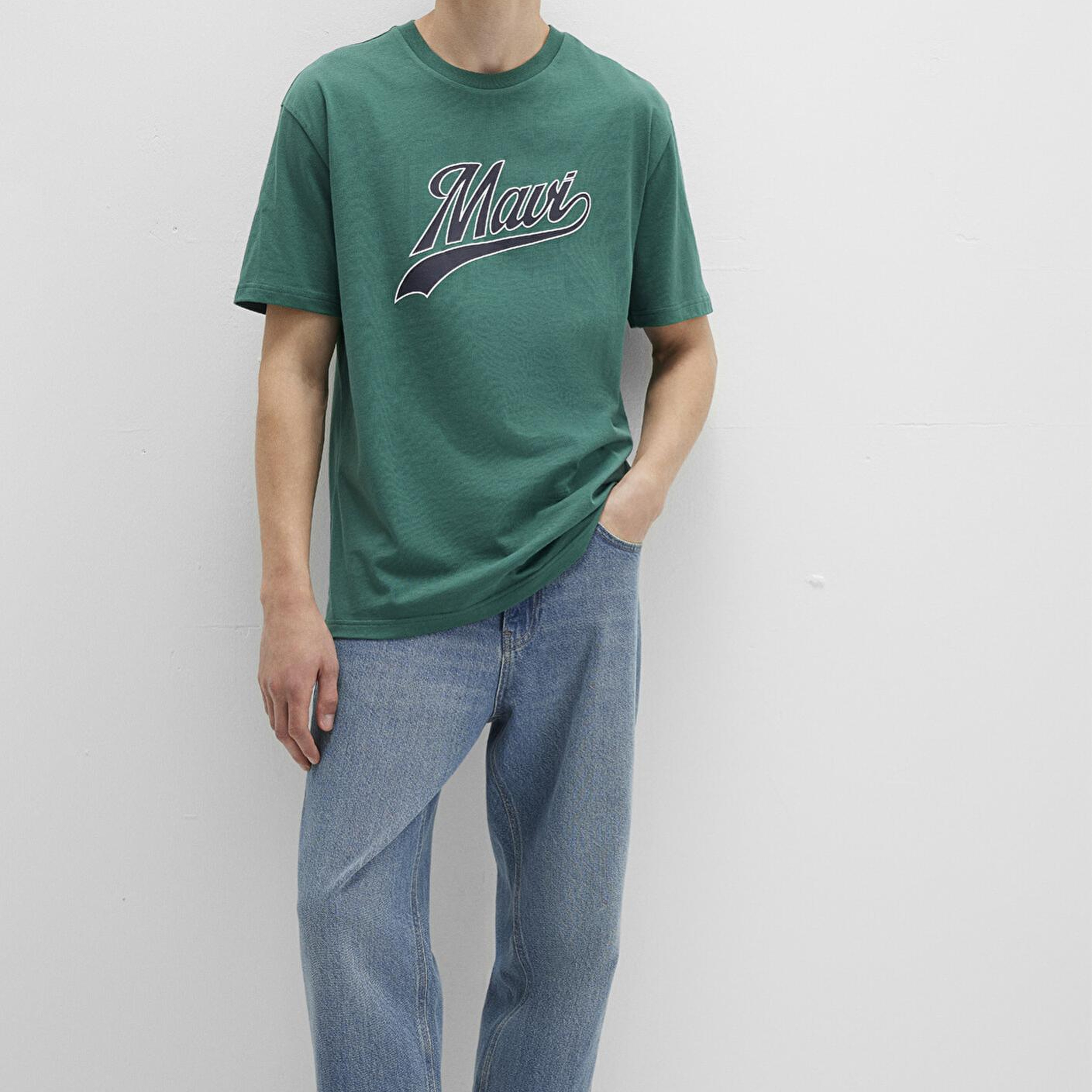 Mavi Mavi Logo Baskılı Yeşil Tişört Loose Fit / Bol Rahat Kesim 0613023-71874