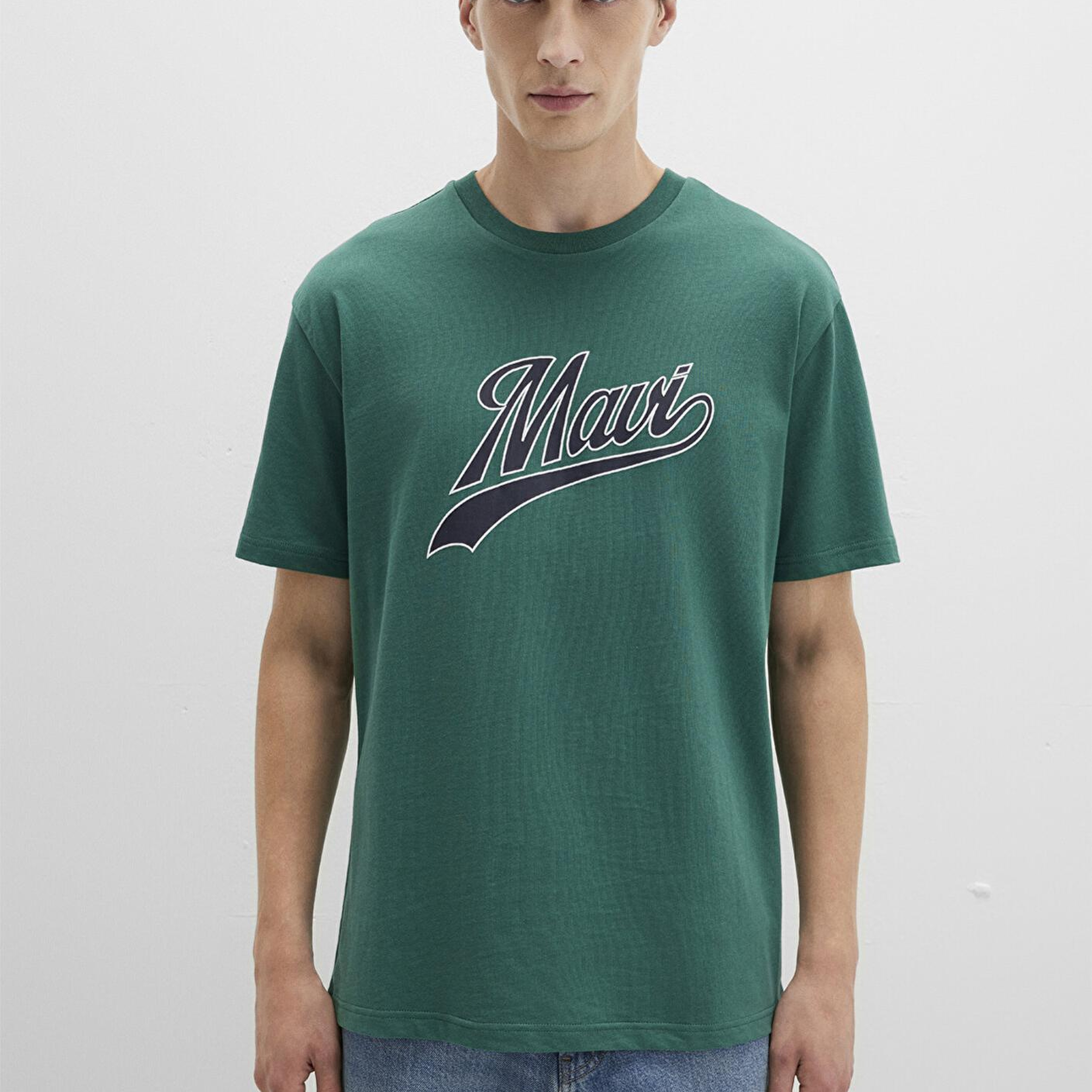 Mavi Mavi Logo Baskılı Yeşil Tişört Loose Fit / Bol Rahat Kesim 0613023-71874