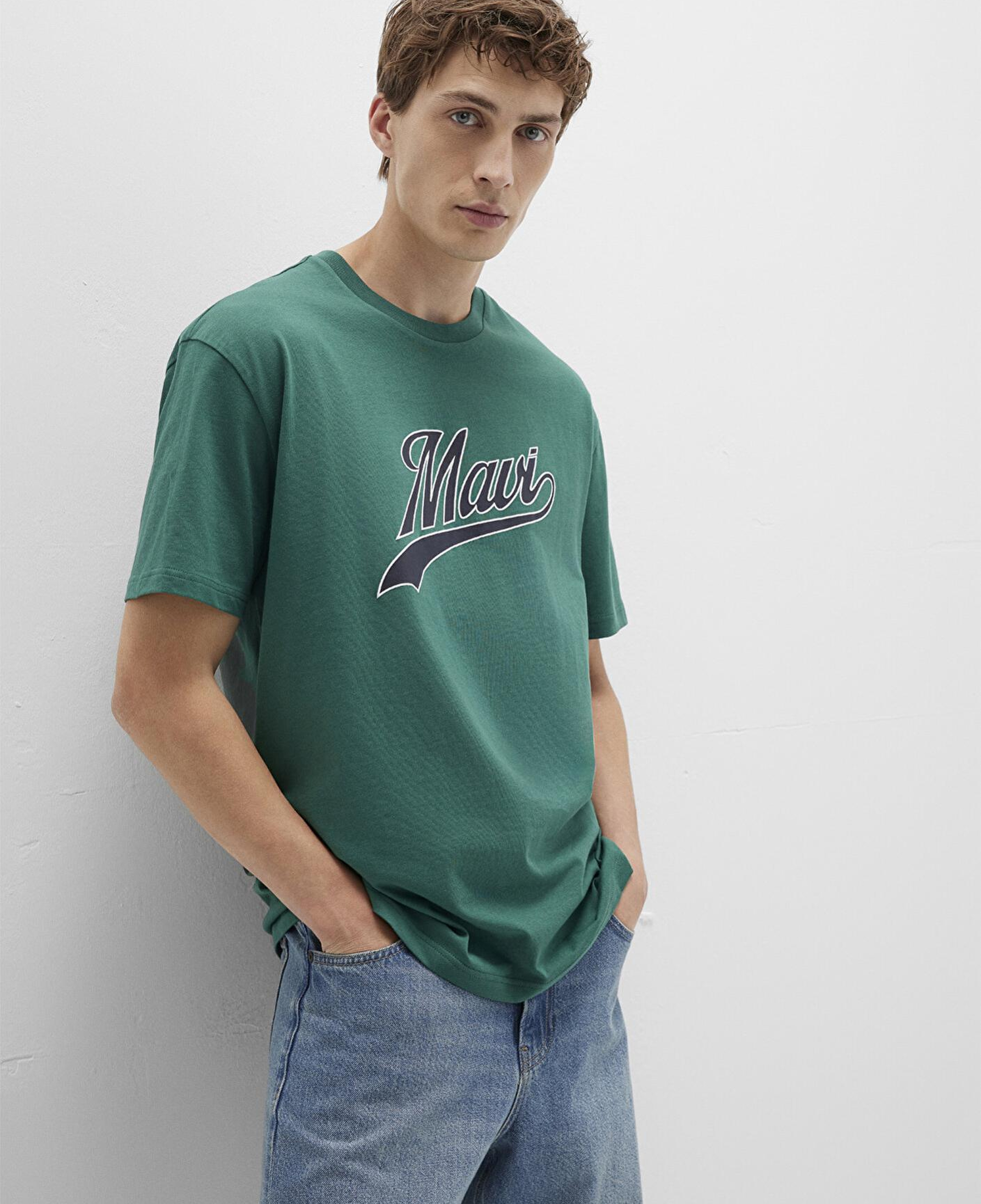 Mavi Mavi Logo Baskılı Yeşil Tişört Loose Fit / Bol Rahat Kesim 0613023-71874