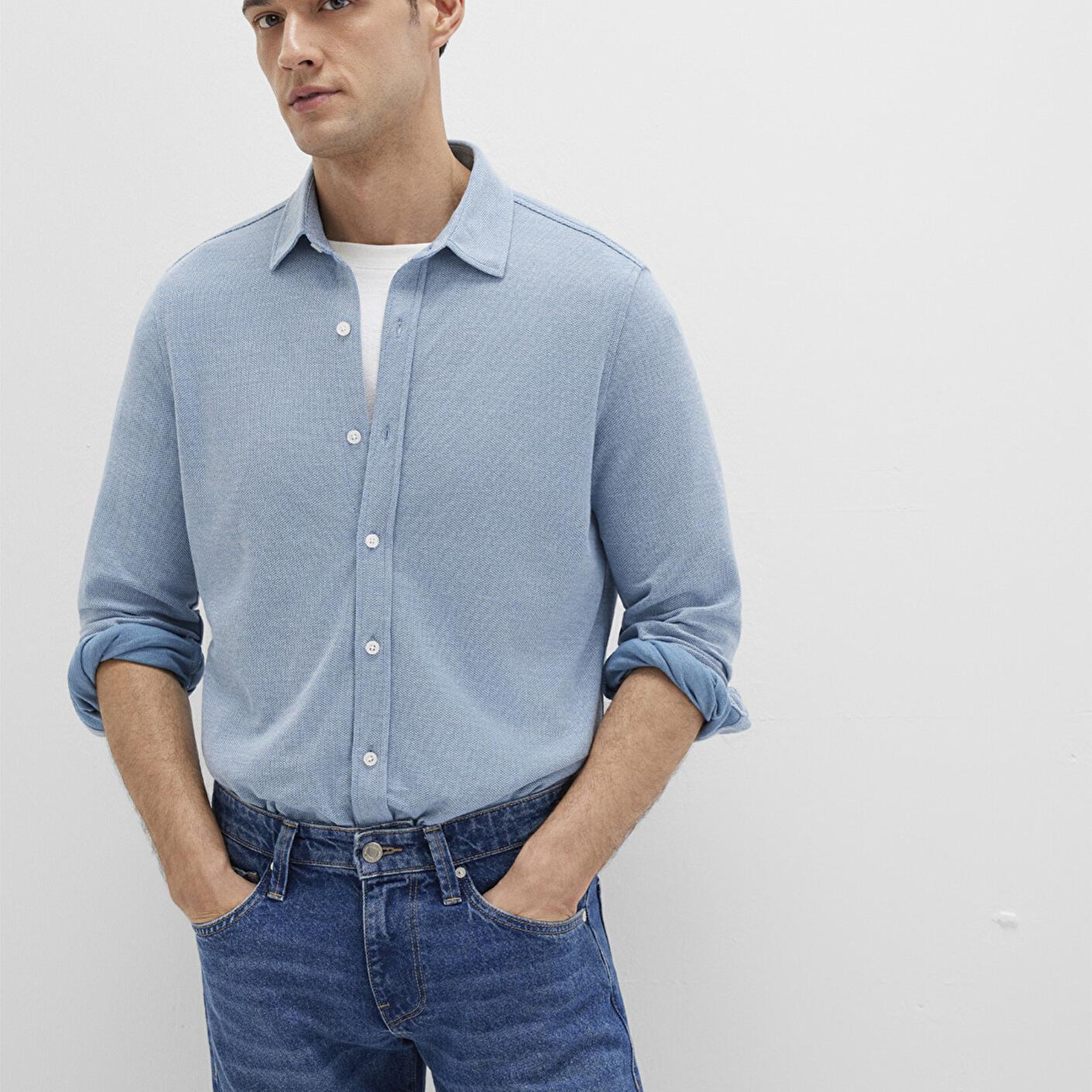 Mavi Mavi Örme Gömlek Slim Fit / Dar Kesim 0211513-80896