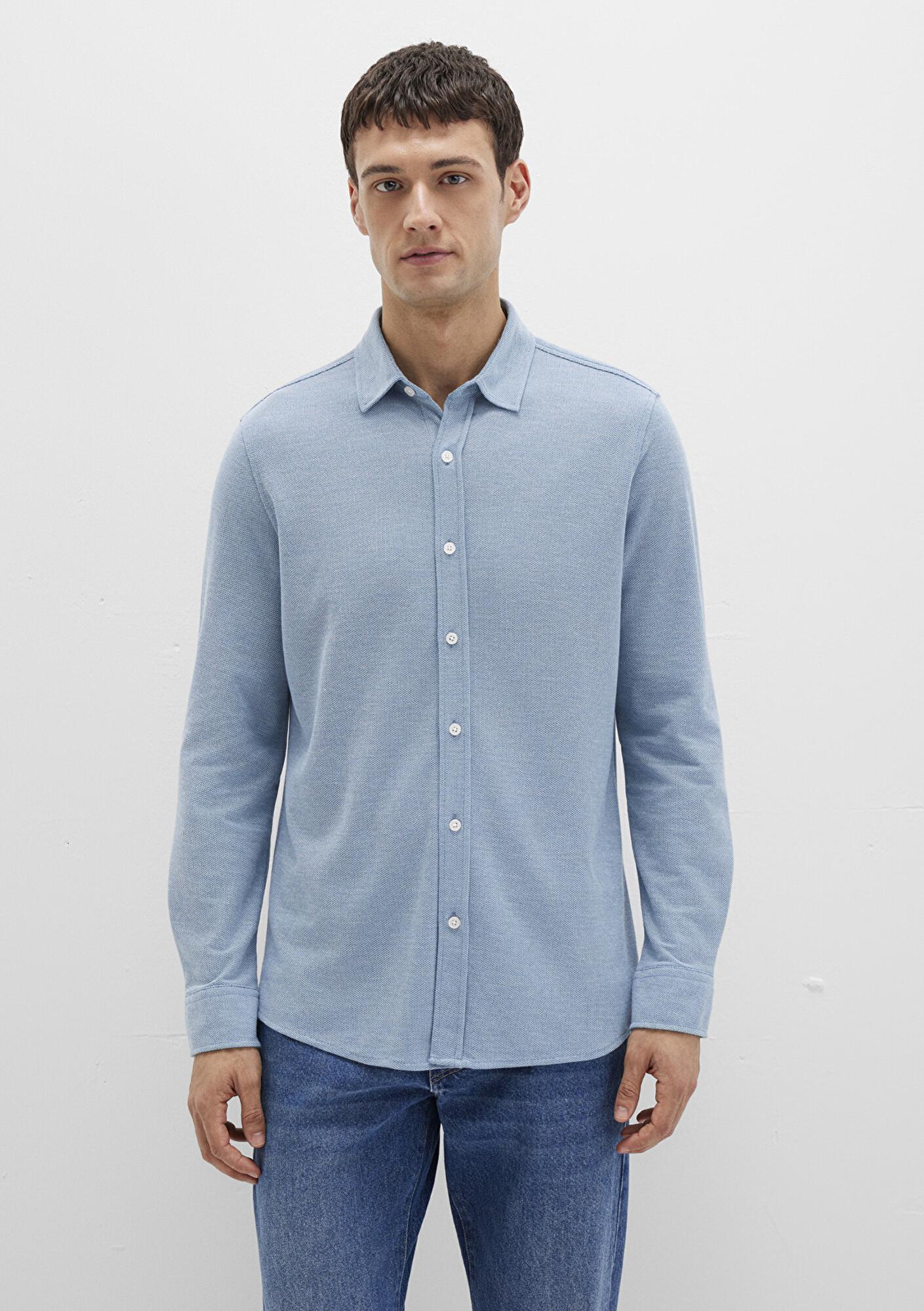 Mavi Mavi Örme Gömlek Slim Fit / Dar Kesim 0211513-80896