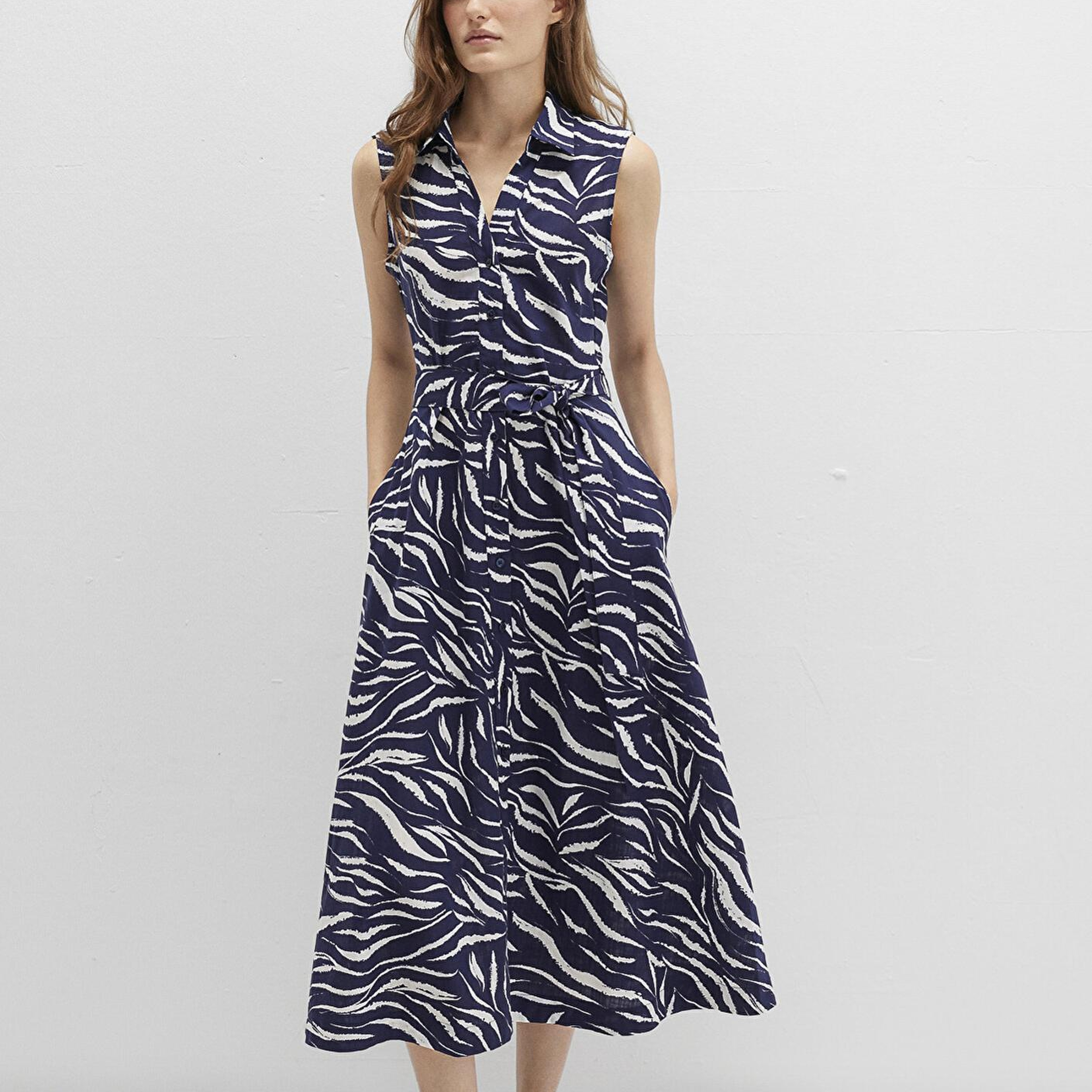 Mavi Baskılı Lacivert Uzun Elbise 1310766-91090