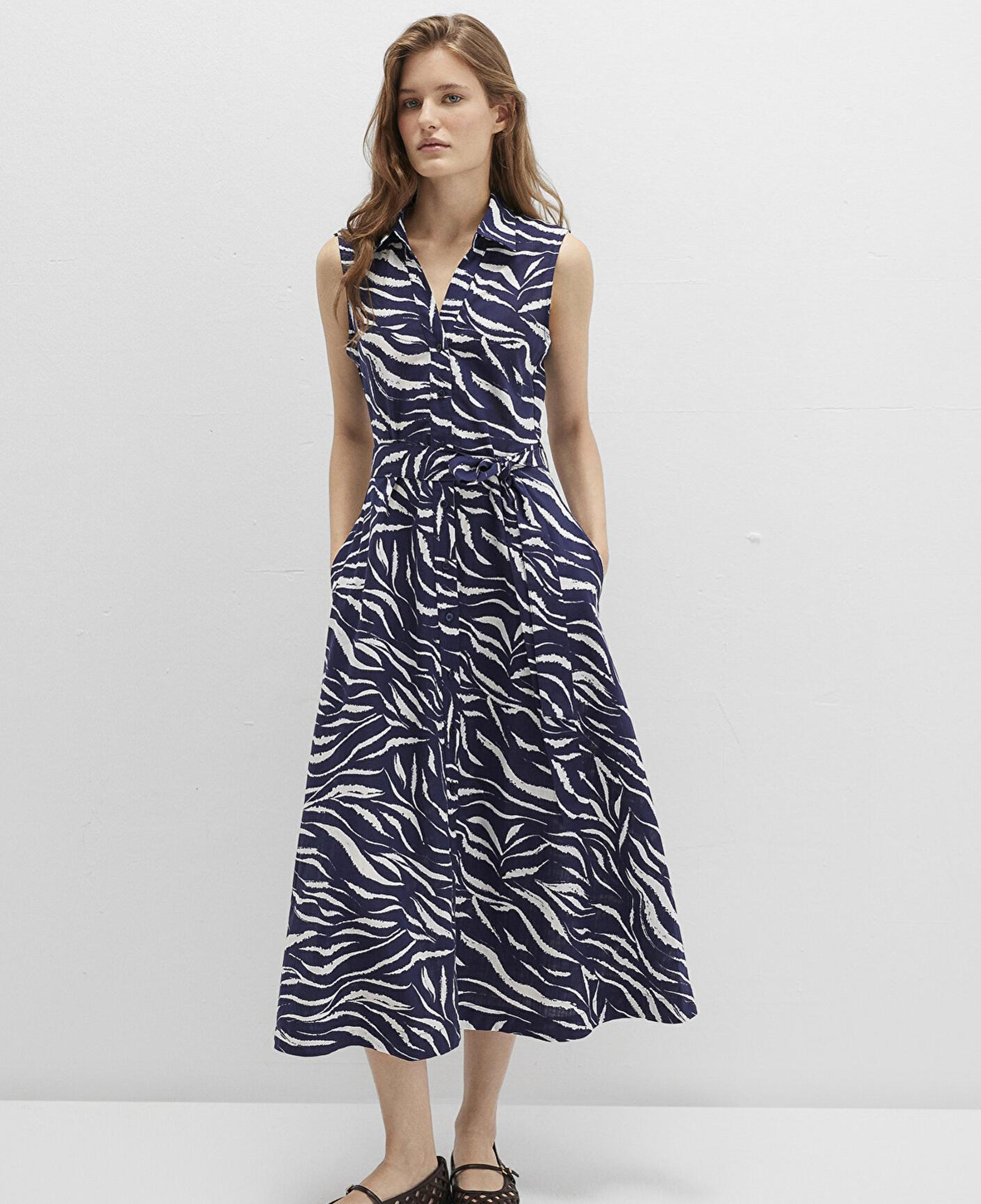 Mavi Baskılı Lacivert Uzun Elbise 1310766-91090