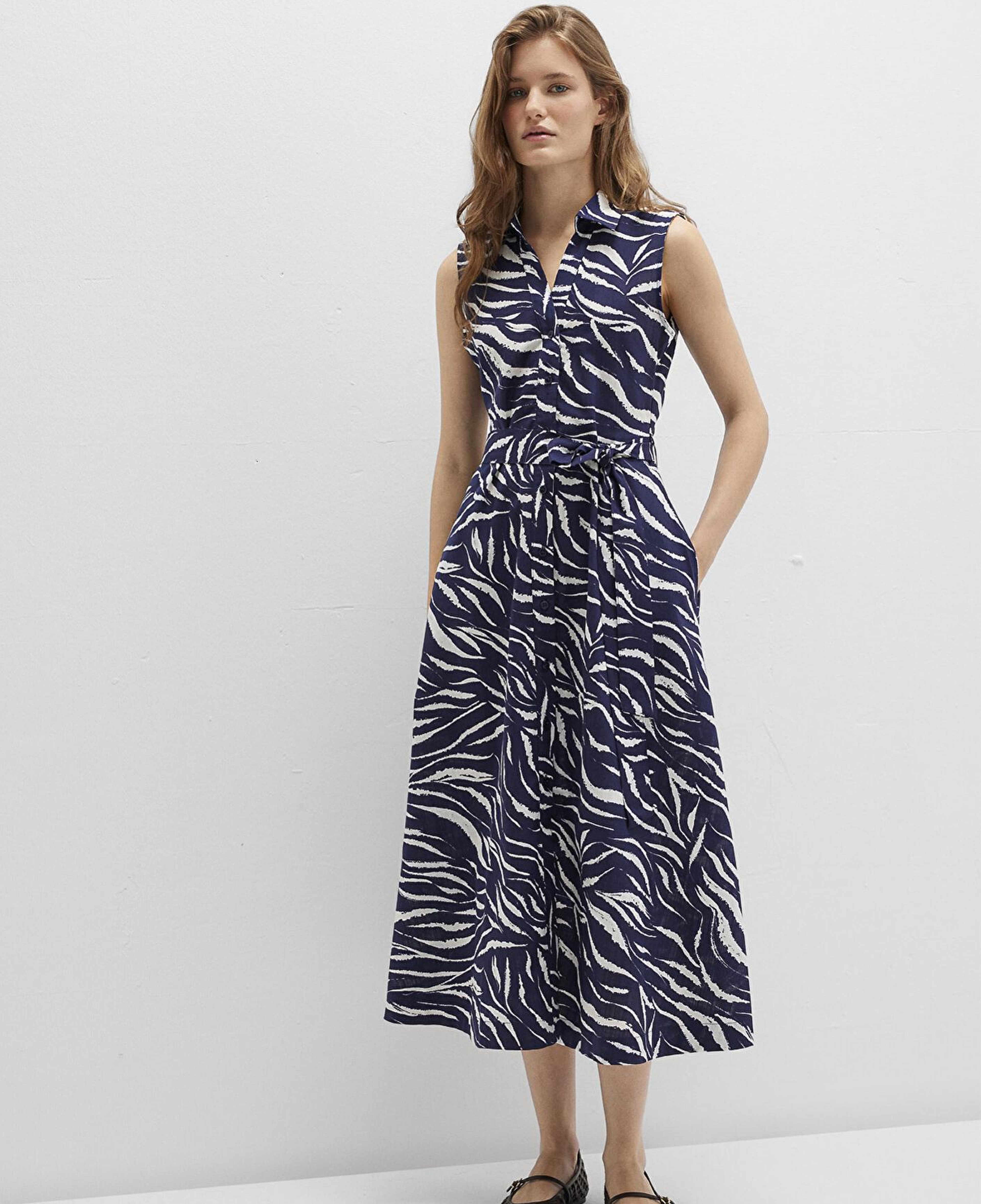 Mavi Baskılı Lacivert Uzun Elbise 1310766-91090