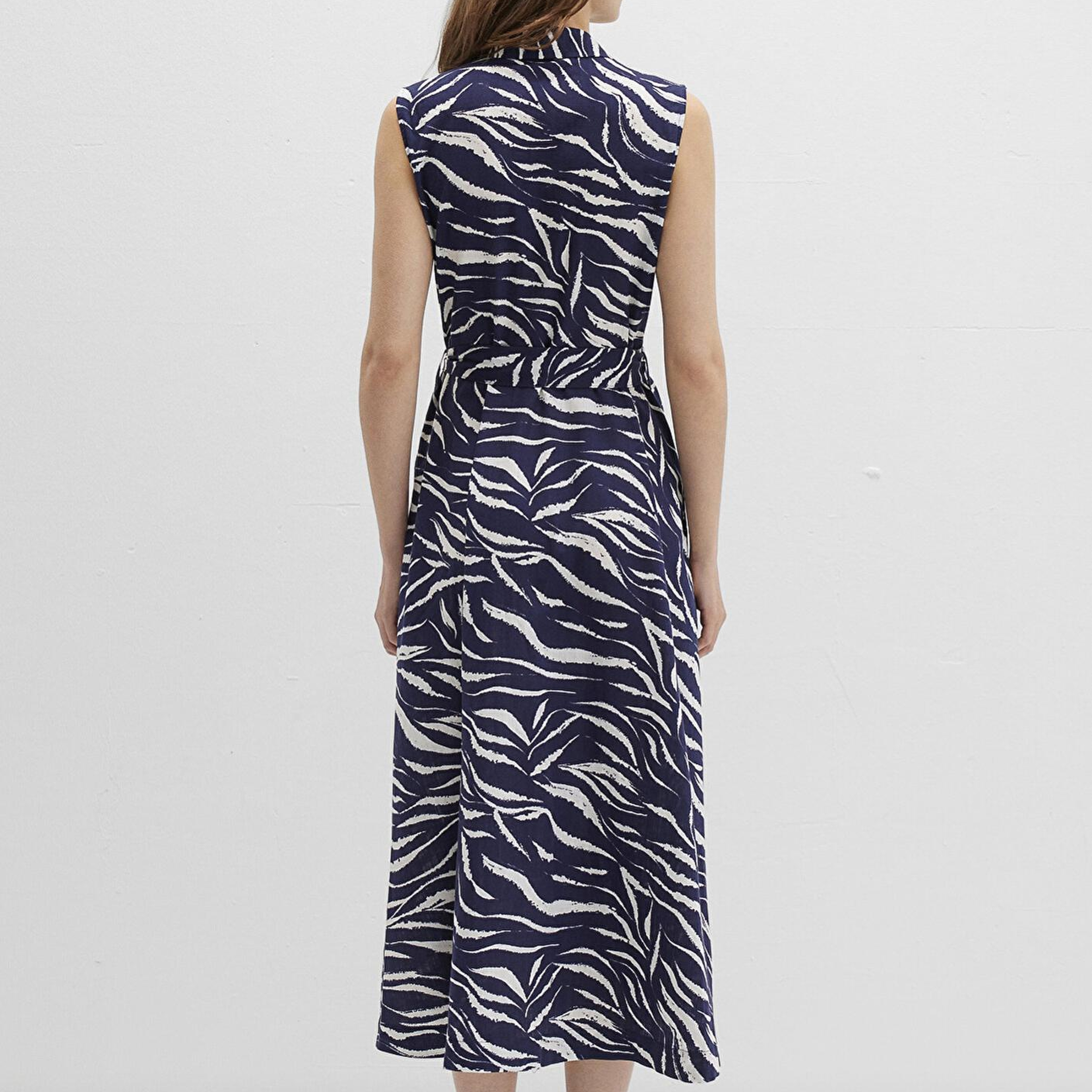 Mavi Baskılı Lacivert Uzun Elbise 1310766-91090