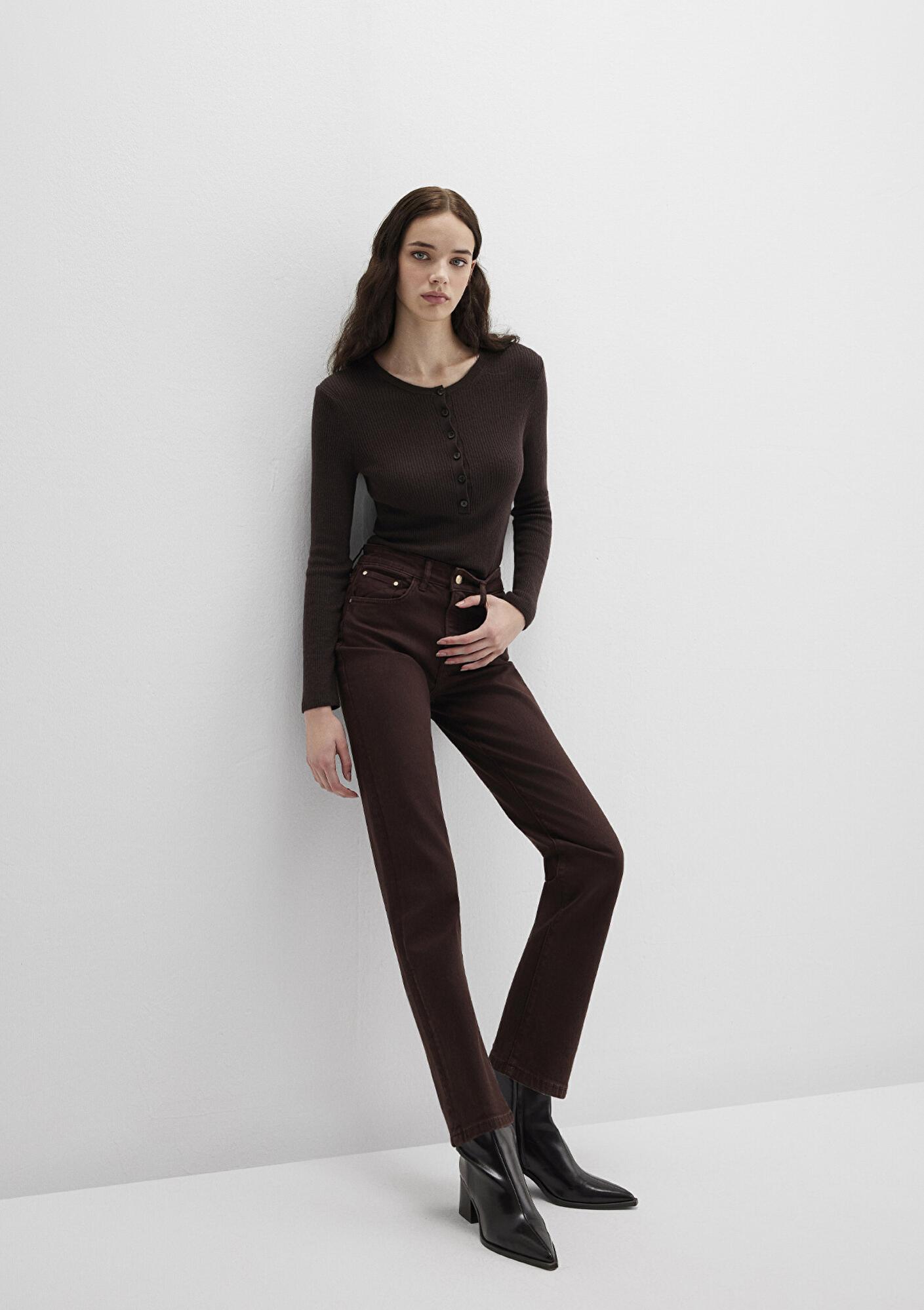 Mavi New York Kahverengi Gabardin Pantolon 101441-91340