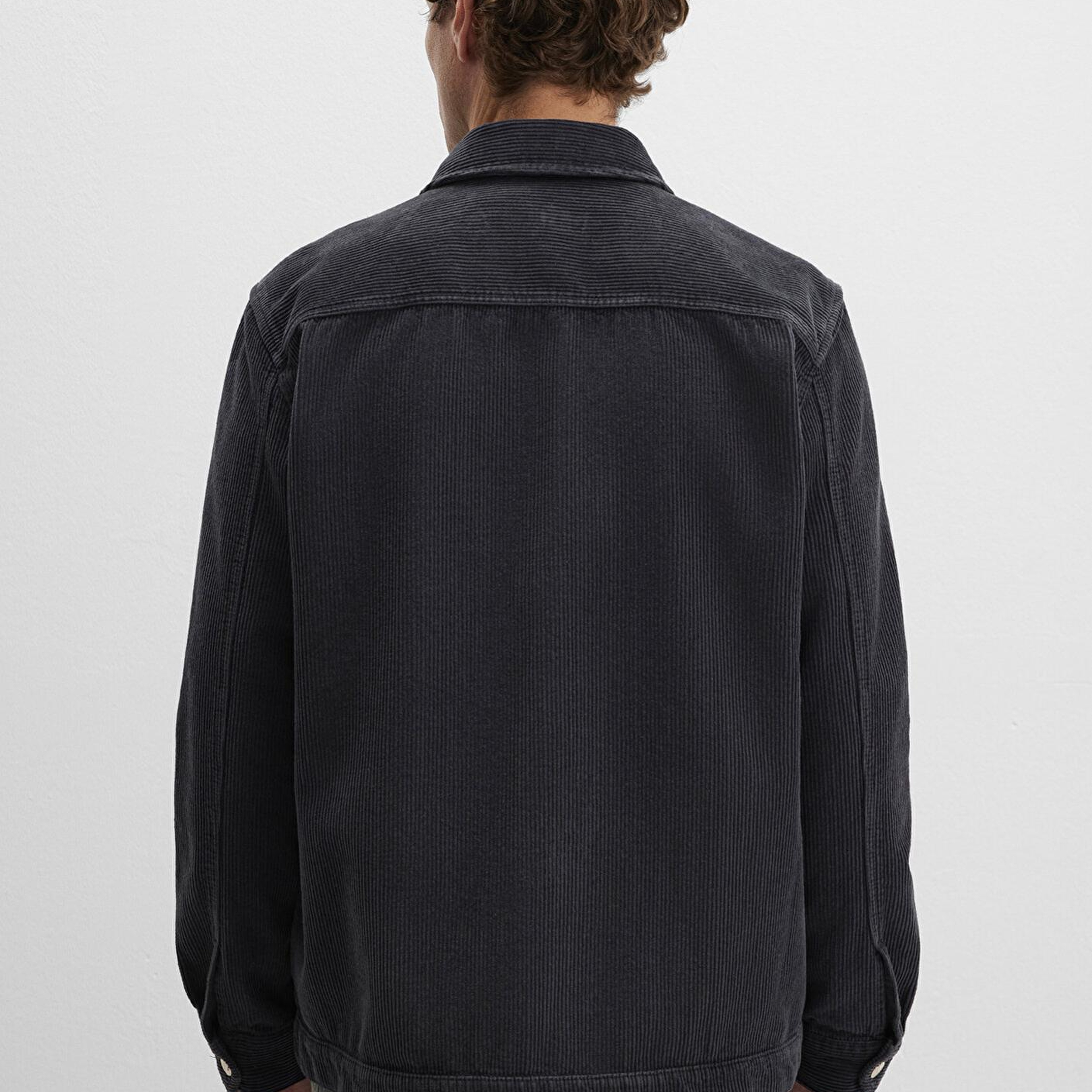 Mavi Antrasit Cepli Kadife Gömlek Loose Fit / Bol Rahat Kesim 0211750-70087