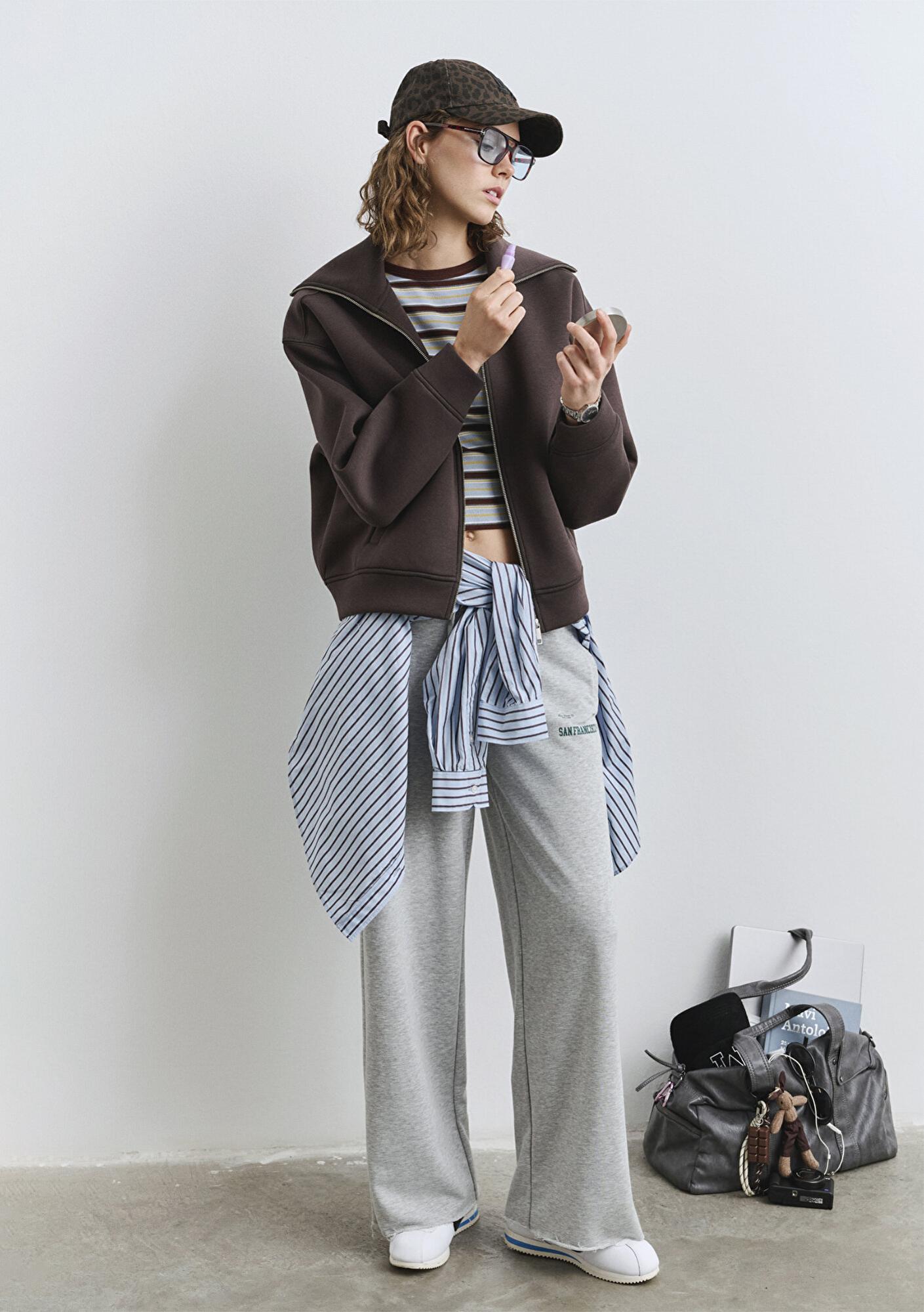 Mavi Sporty Lux Fermuarlı Kahverengi Sweatshirt 1S10295-70236