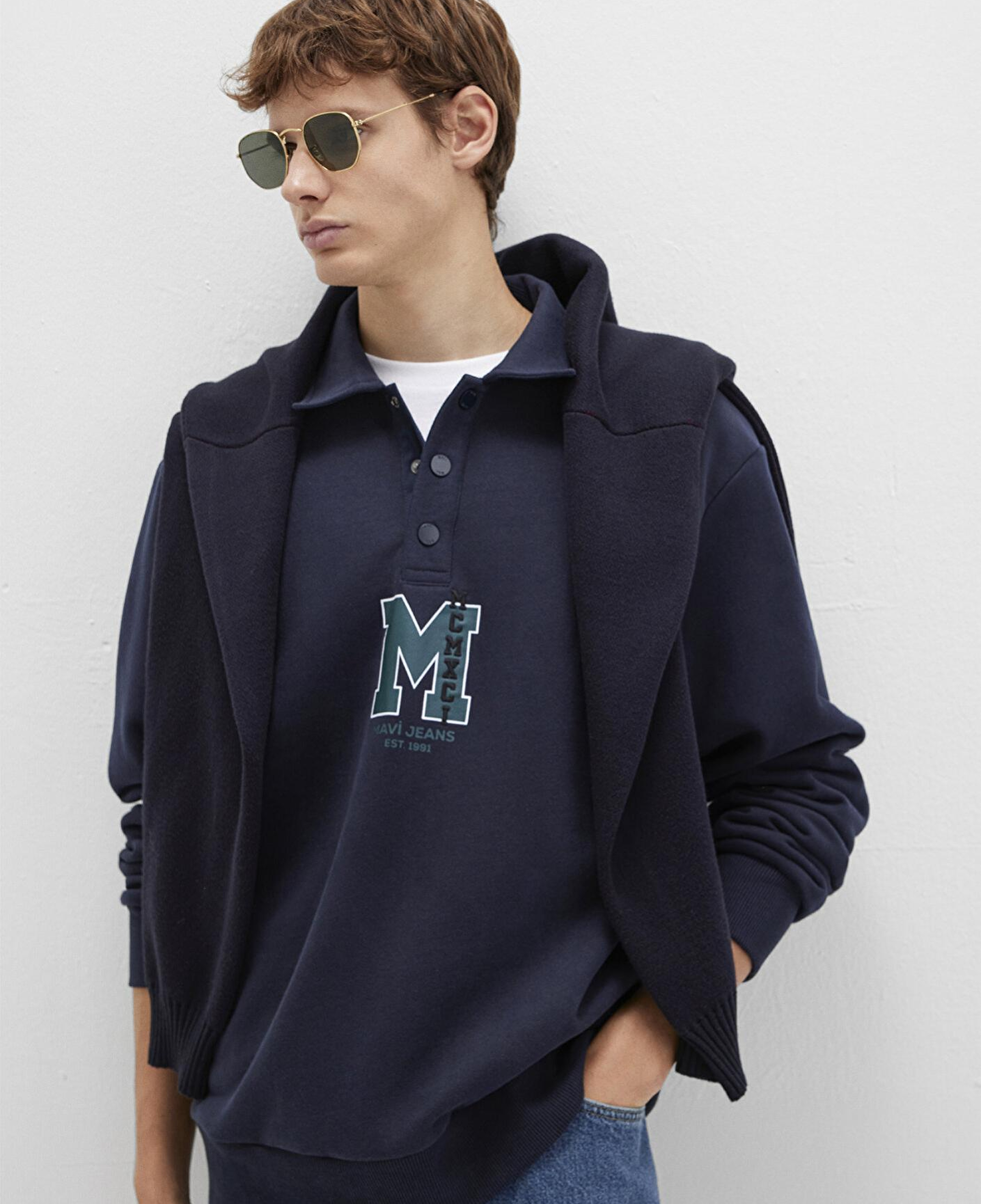 Mavi M Logo Baskılı Lacivert Sweatshirt 0S10494-70490