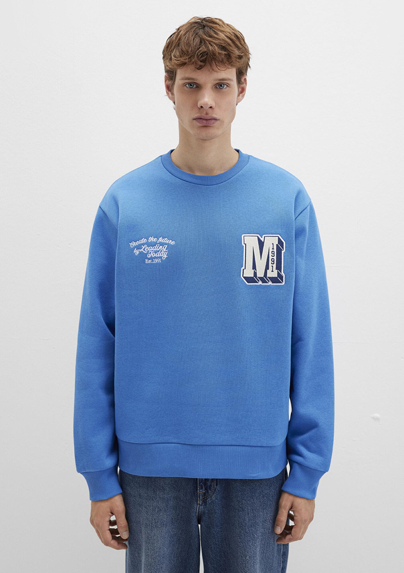 Mavi M Logo Nakış Detaylı Mavi Sweatshirt 0S10492-81330