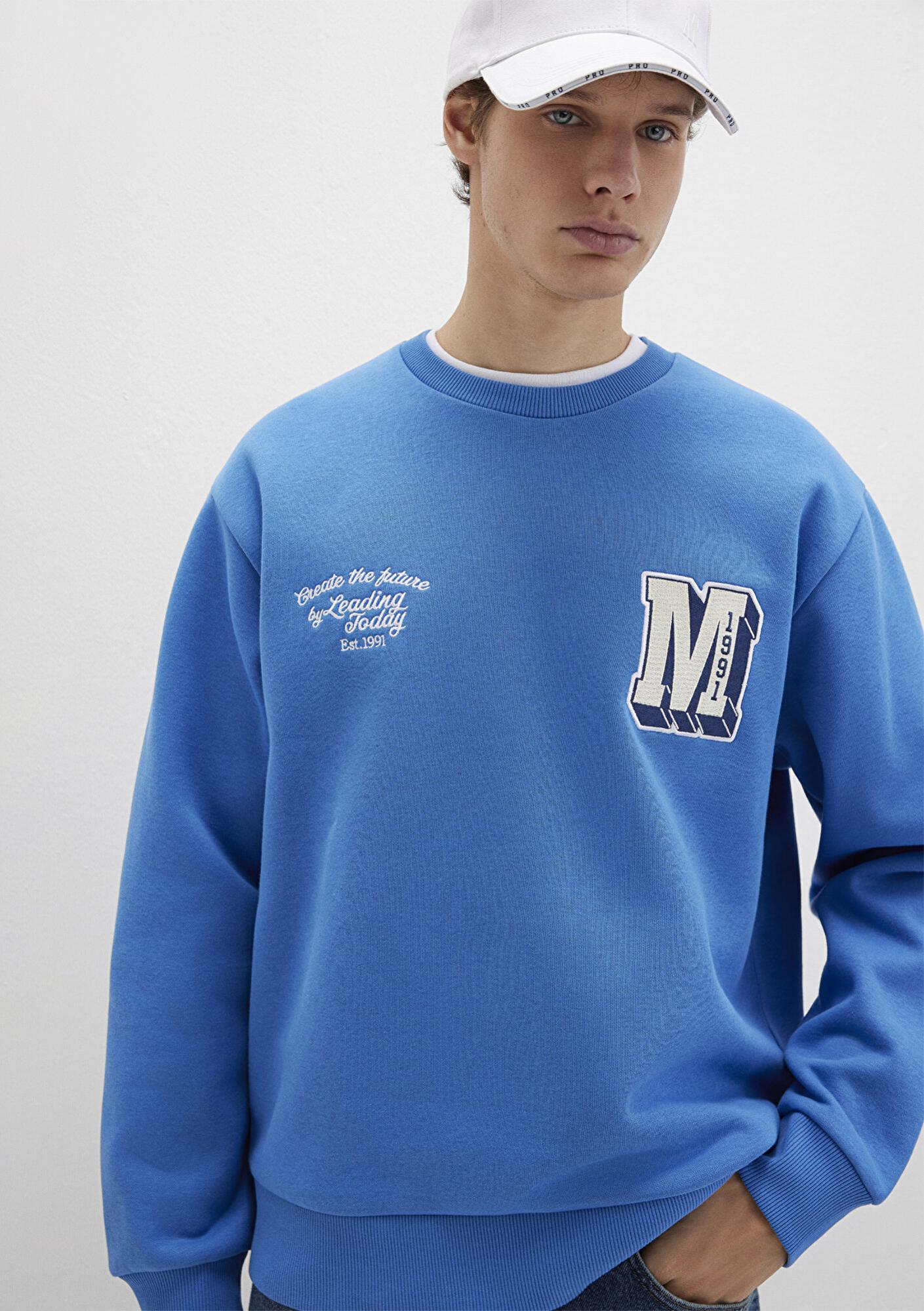 Mavi M Logo Nakış Detaylı Mavi Sweatshirt 0S10492-81330