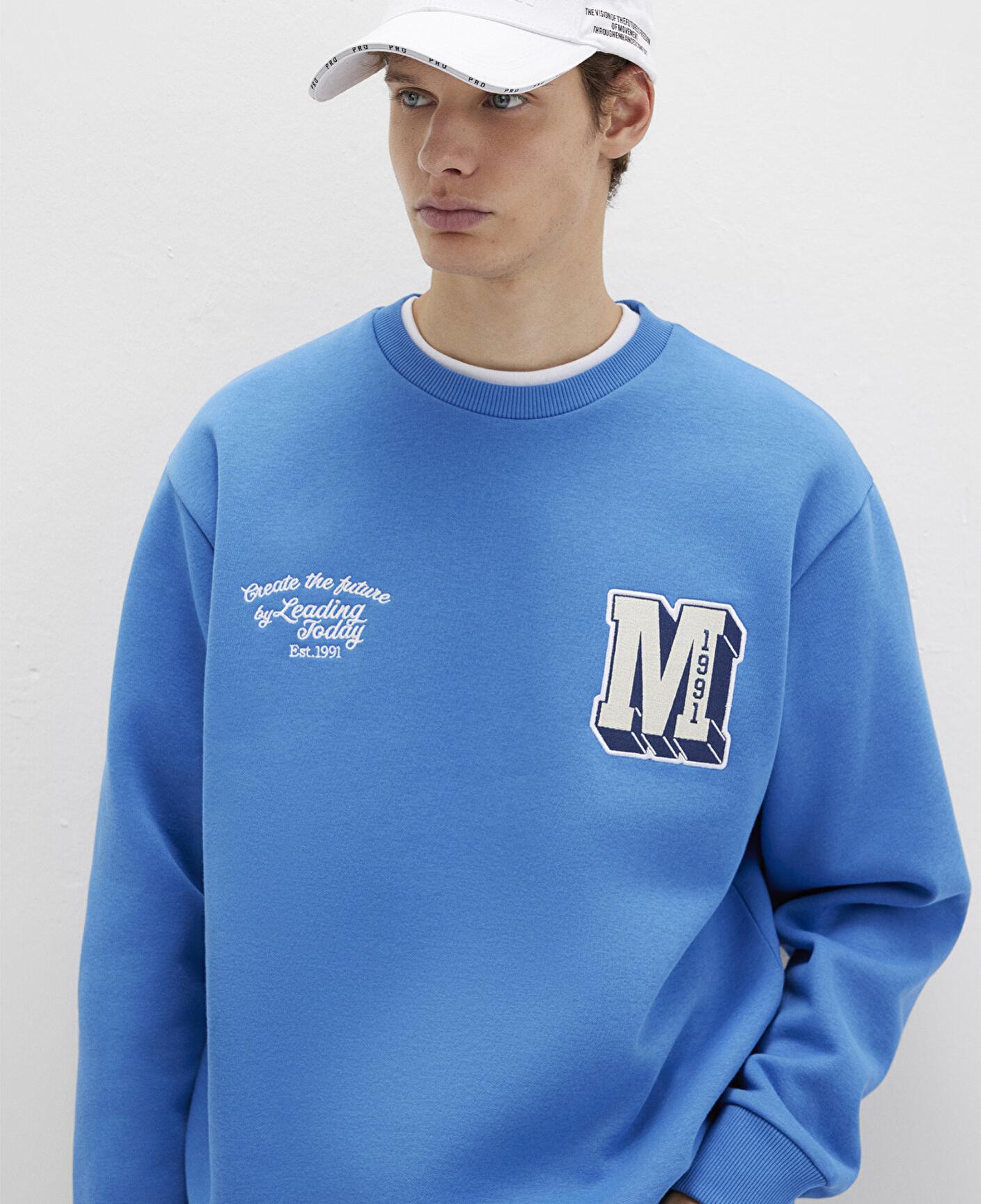 Mavi M Logo Nakış Detaylı Mavi Sweatshirt 0S10492-81330