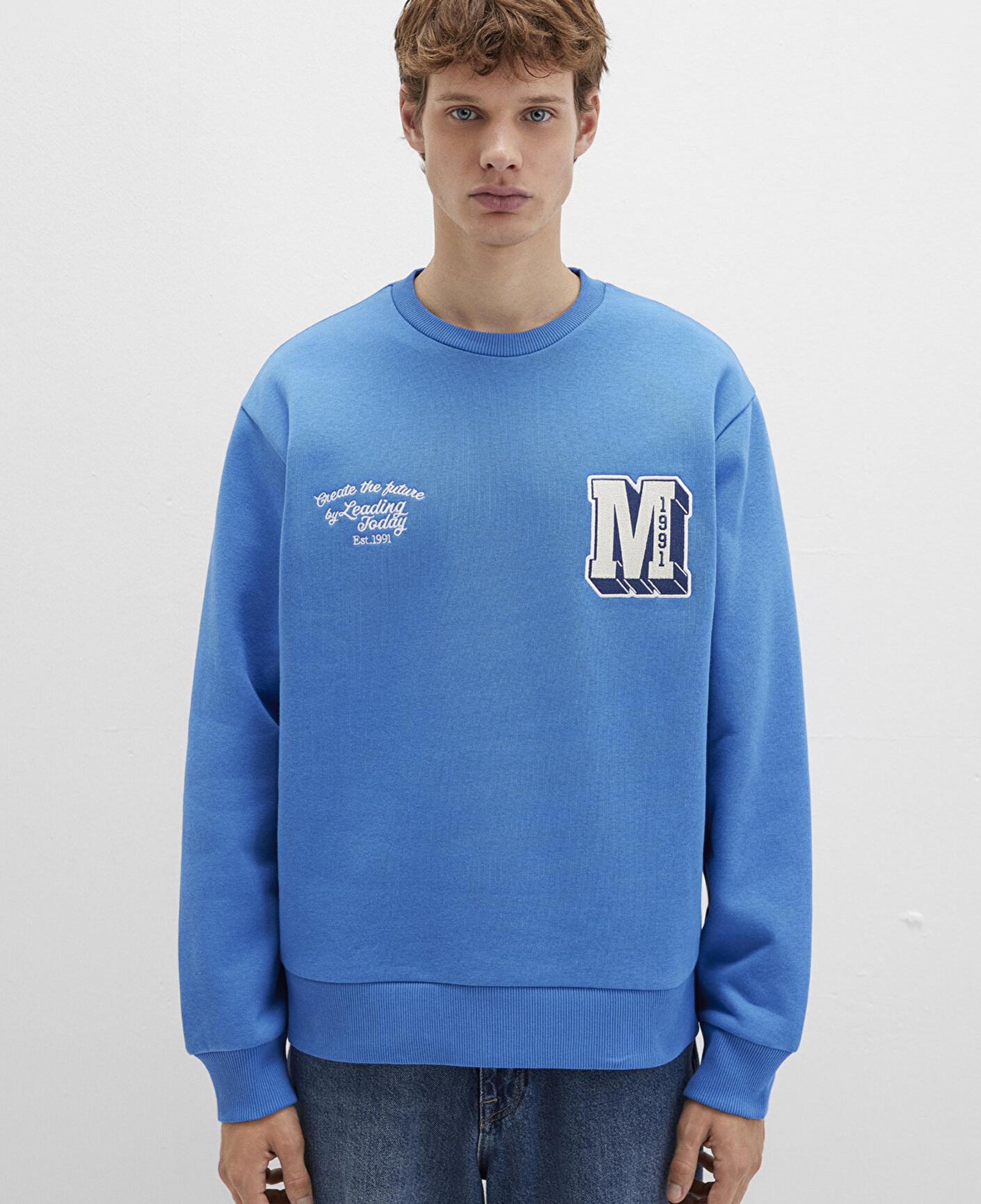 Mavi M Logo Nakış Detaylı Mavi Sweatshirt 0S10492-81330