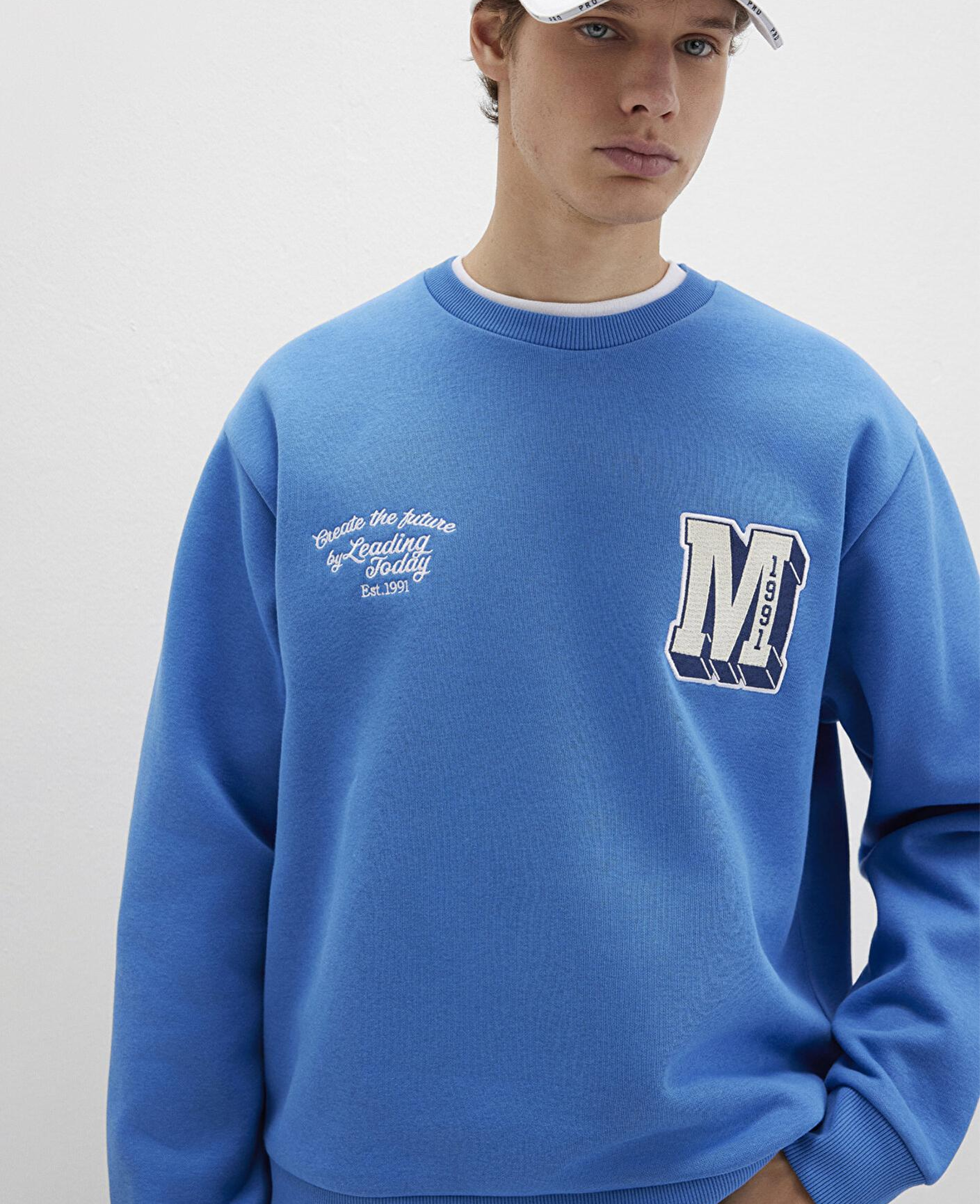 Mavi M Logo Nakış Detaylı Mavi Sweatshirt 0S10492-81330
