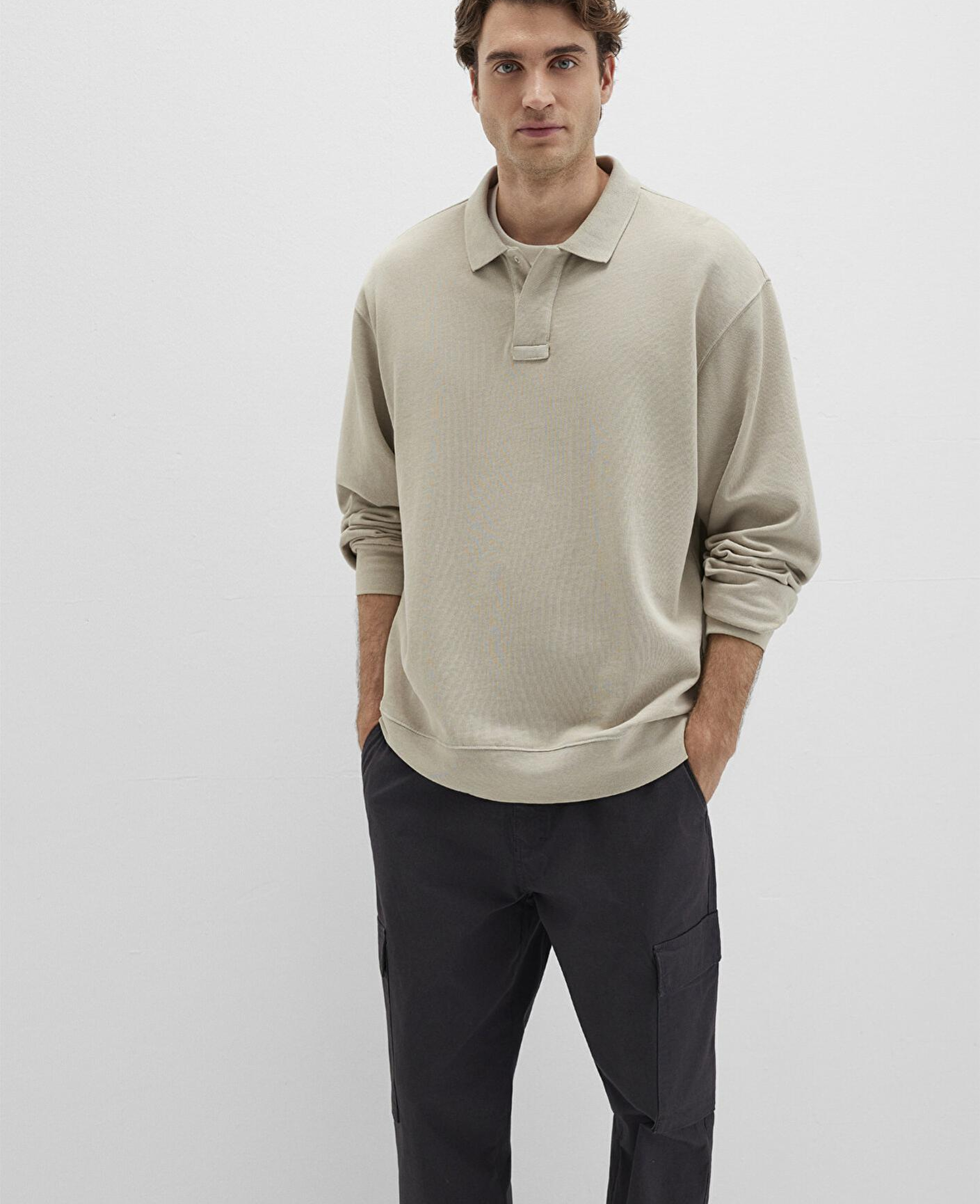 Mavi Bej Polo Sweatshirt 0S10323-70146
