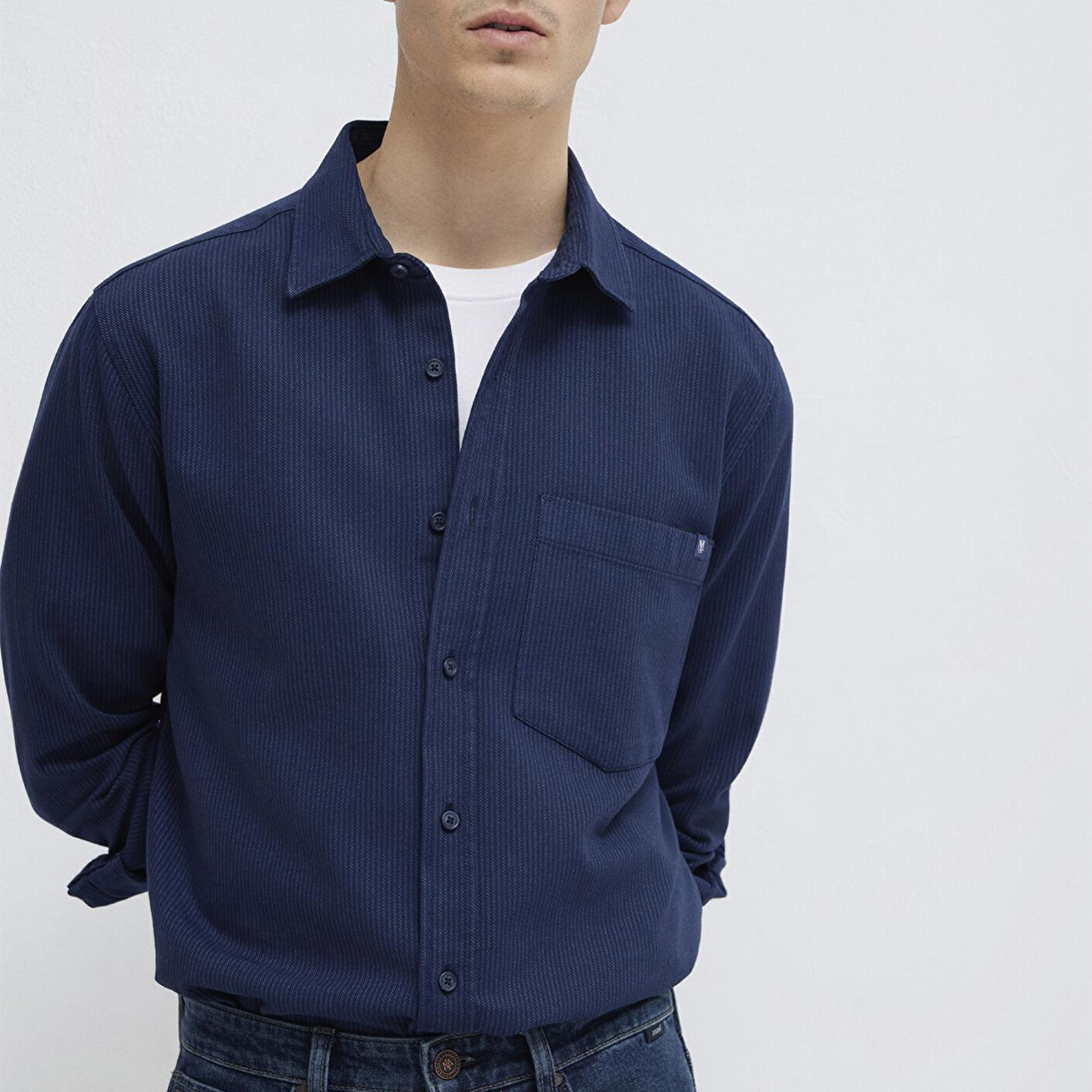 Mavi Çizgili Lacivert Gömlek Regular Fit / Normal Kesim 0211775-91324