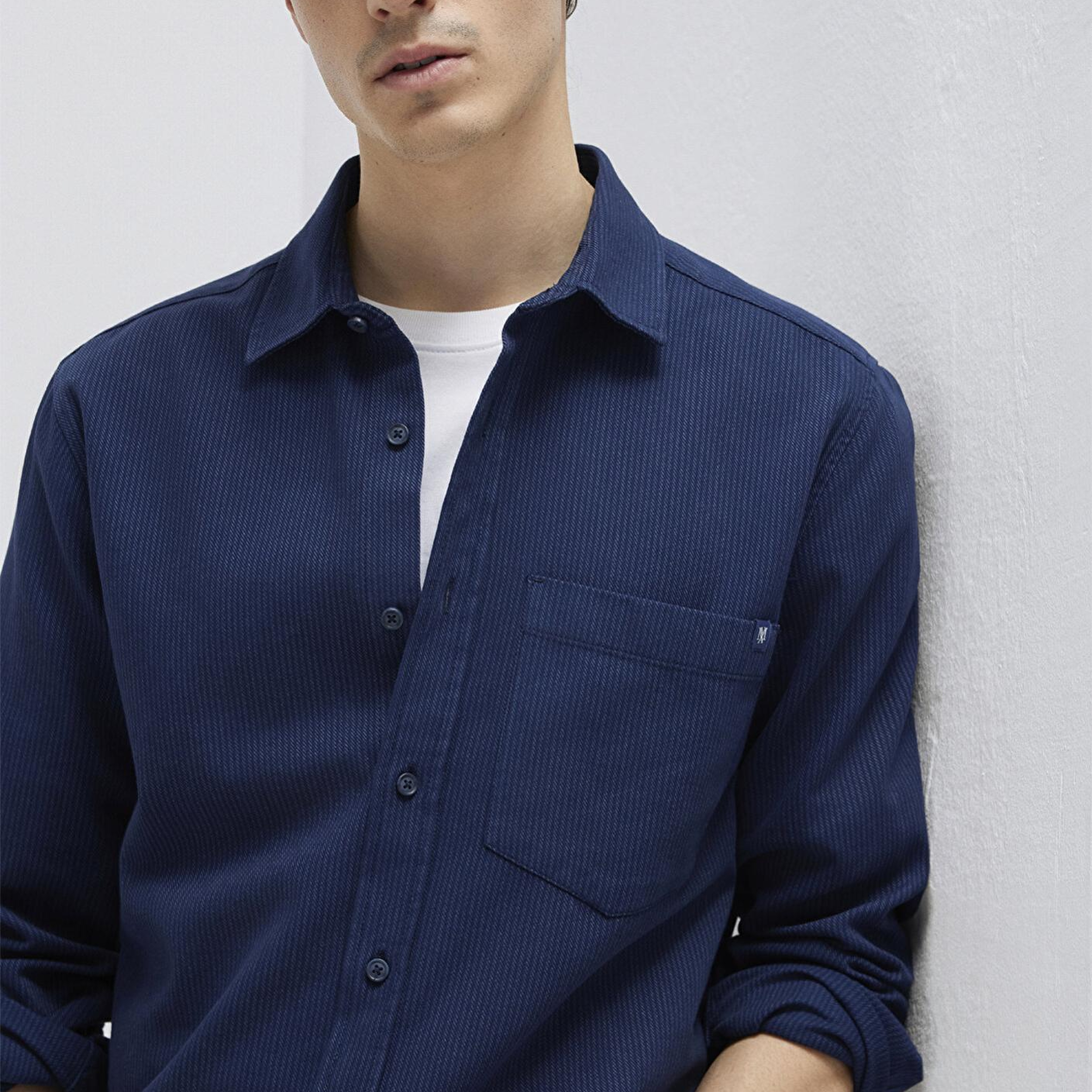 Mavi Çizgili Lacivert Gömlek Regular Fit / Normal Kesim 0211775-91324