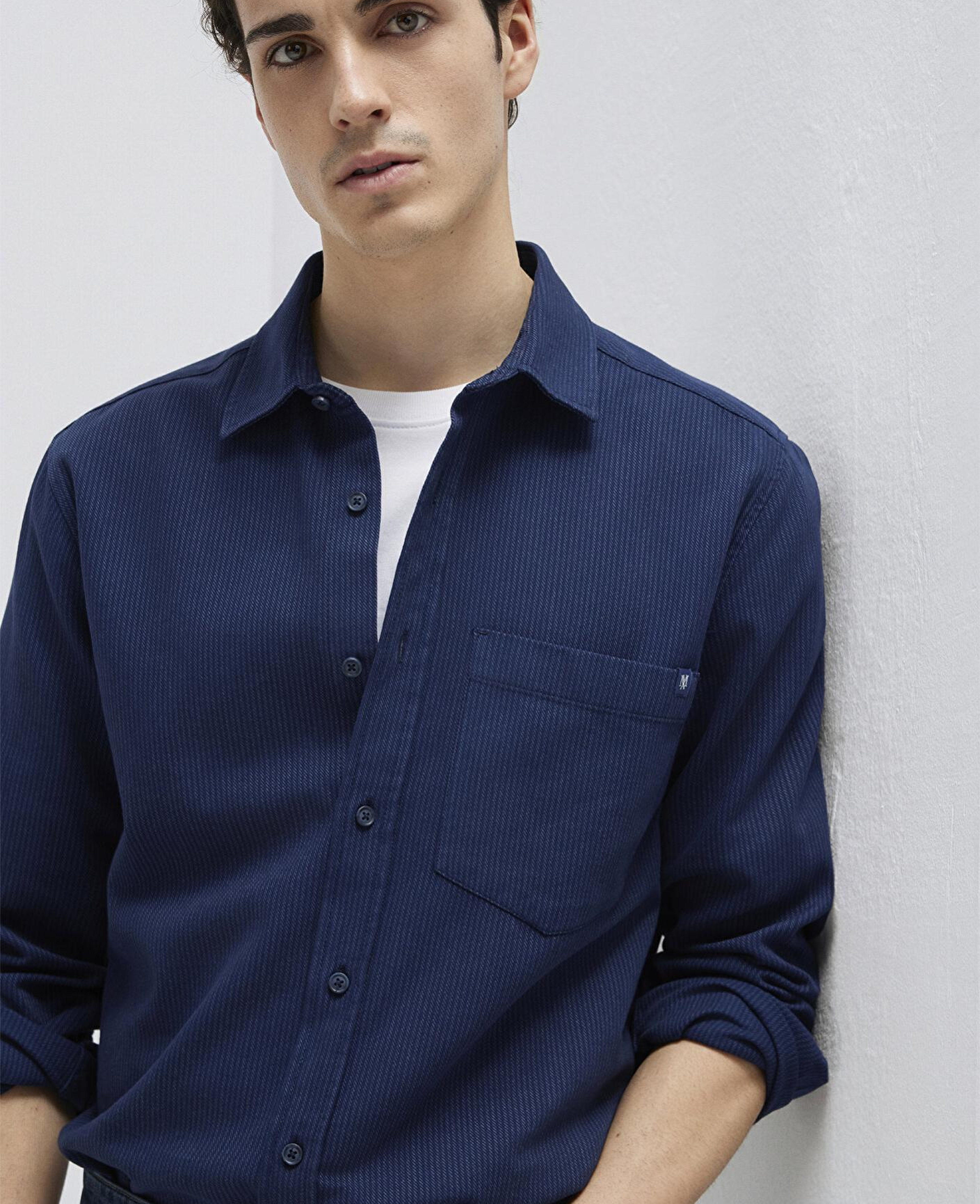 Mavi Çizgili Lacivert Gömlek Regular Fit / Normal Kesim 0211775-91324