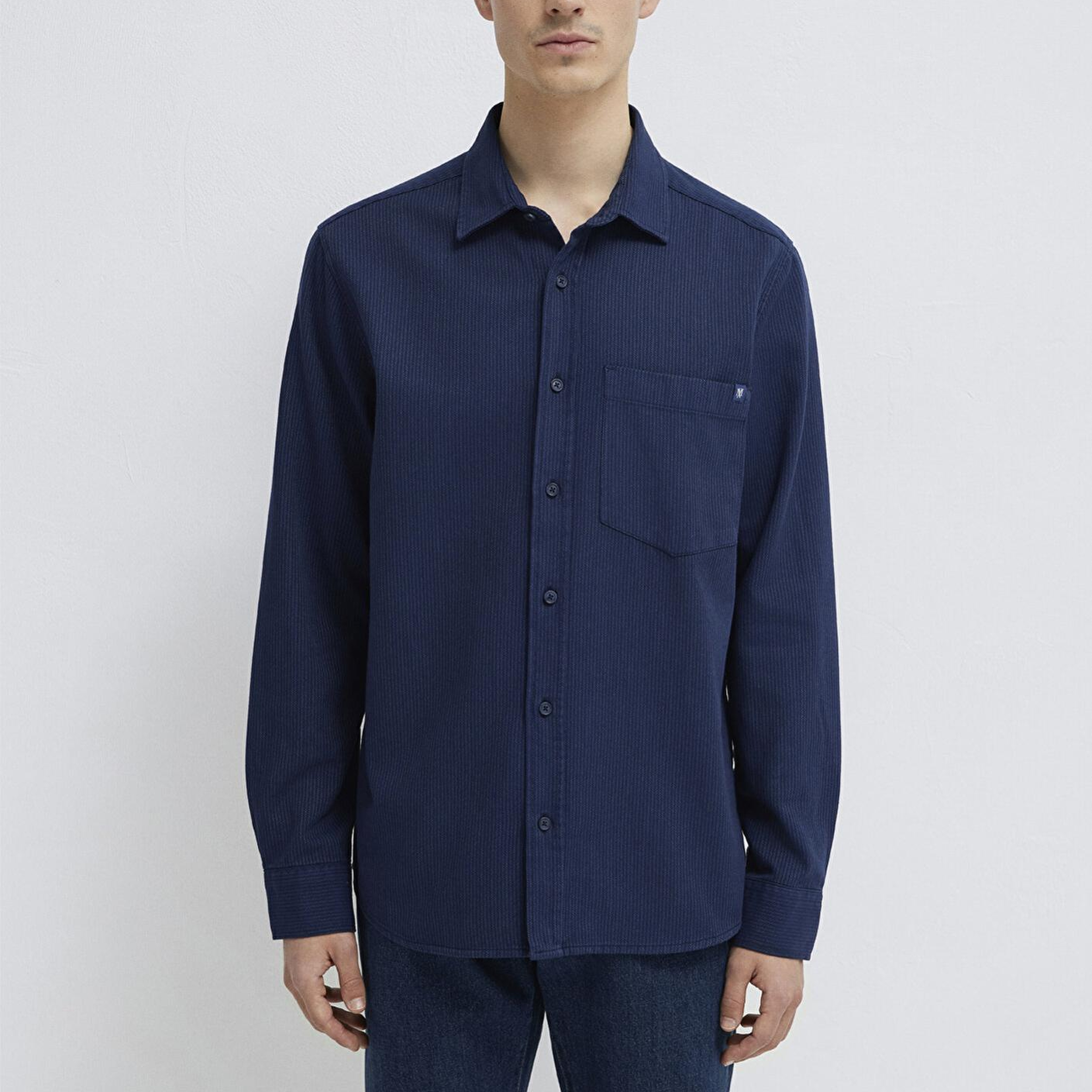 Mavi Çizgili Lacivert Gömlek Regular Fit / Normal Kesim 0211775-91324