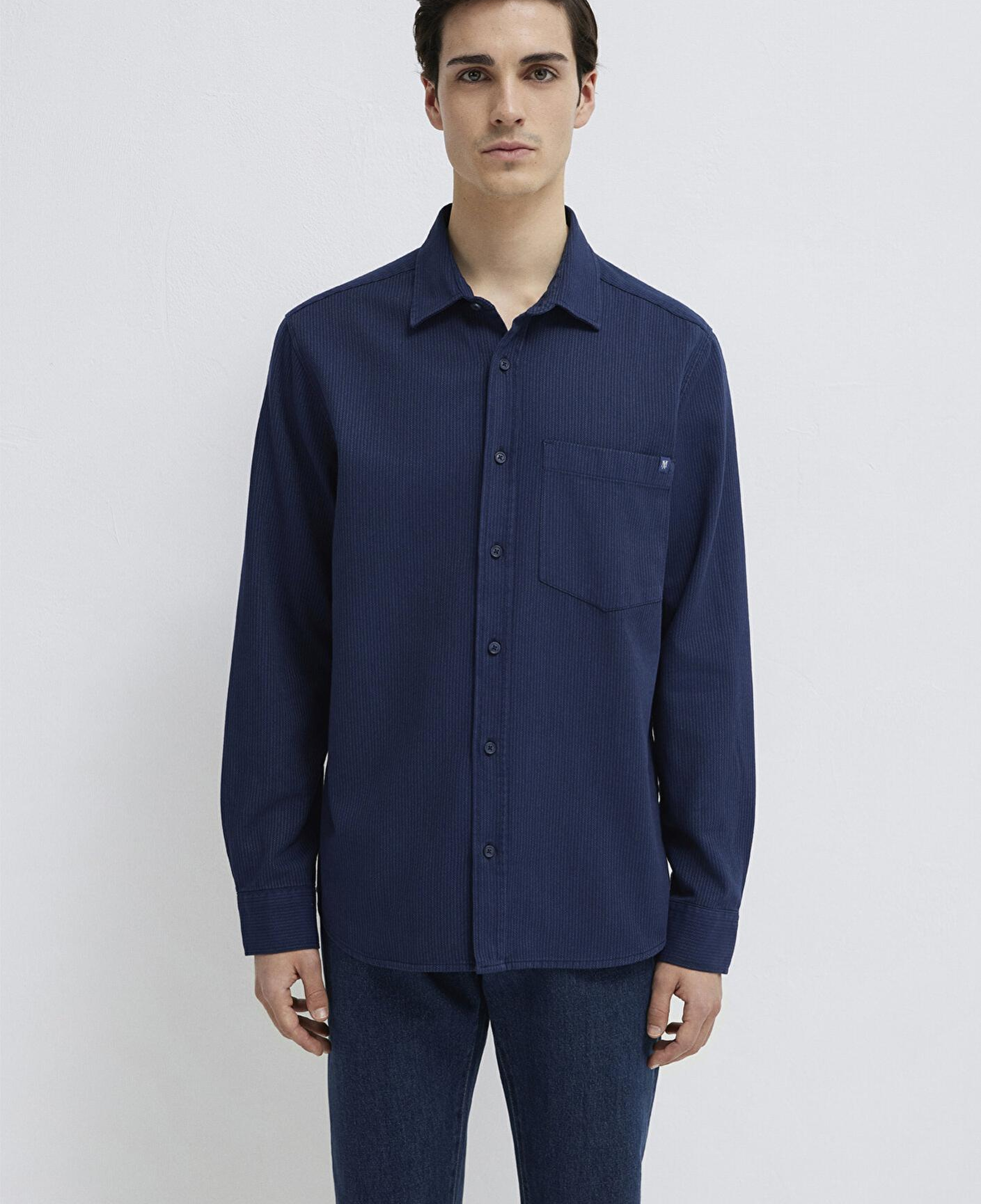 Mavi Çizgili Lacivert Gömlek Regular Fit / Normal Kesim 0211775-91324