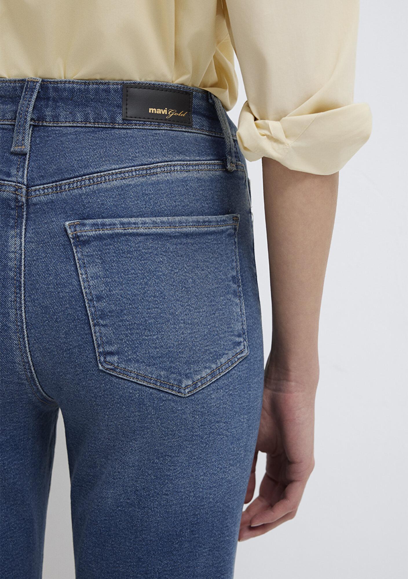 Mavi Star Gold Shape Puslu Koyu Mavi Jean Pantolon 101077-90534