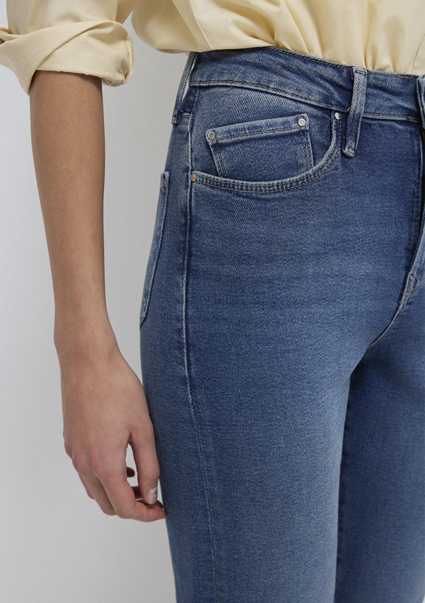 Mavi Star Gold Shape Puslu Koyu Mavi Jean Pantolon 101077-90534