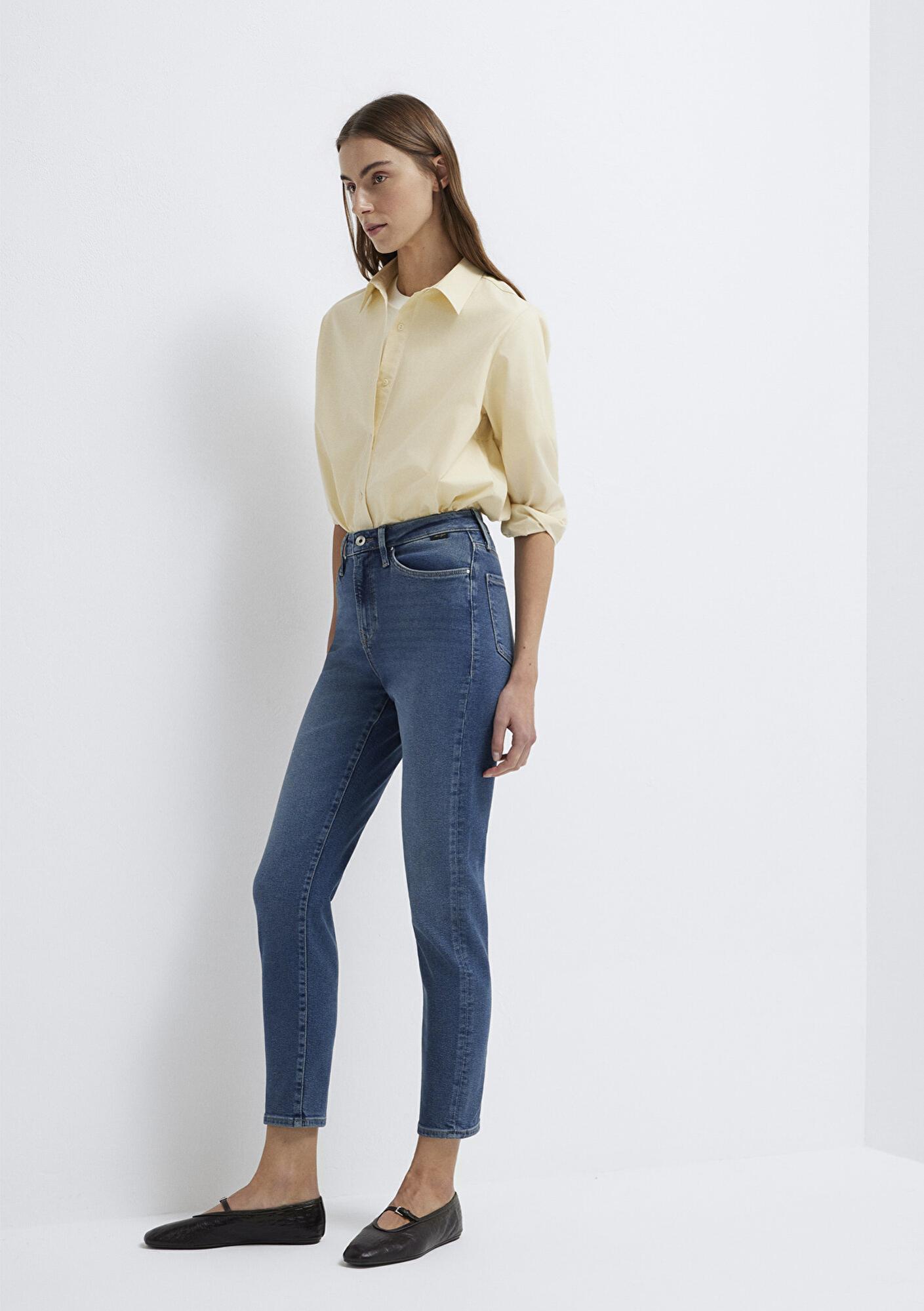 Mavi Star Gold Shape Puslu Koyu Mavi Jean Pantolon 101077-90534