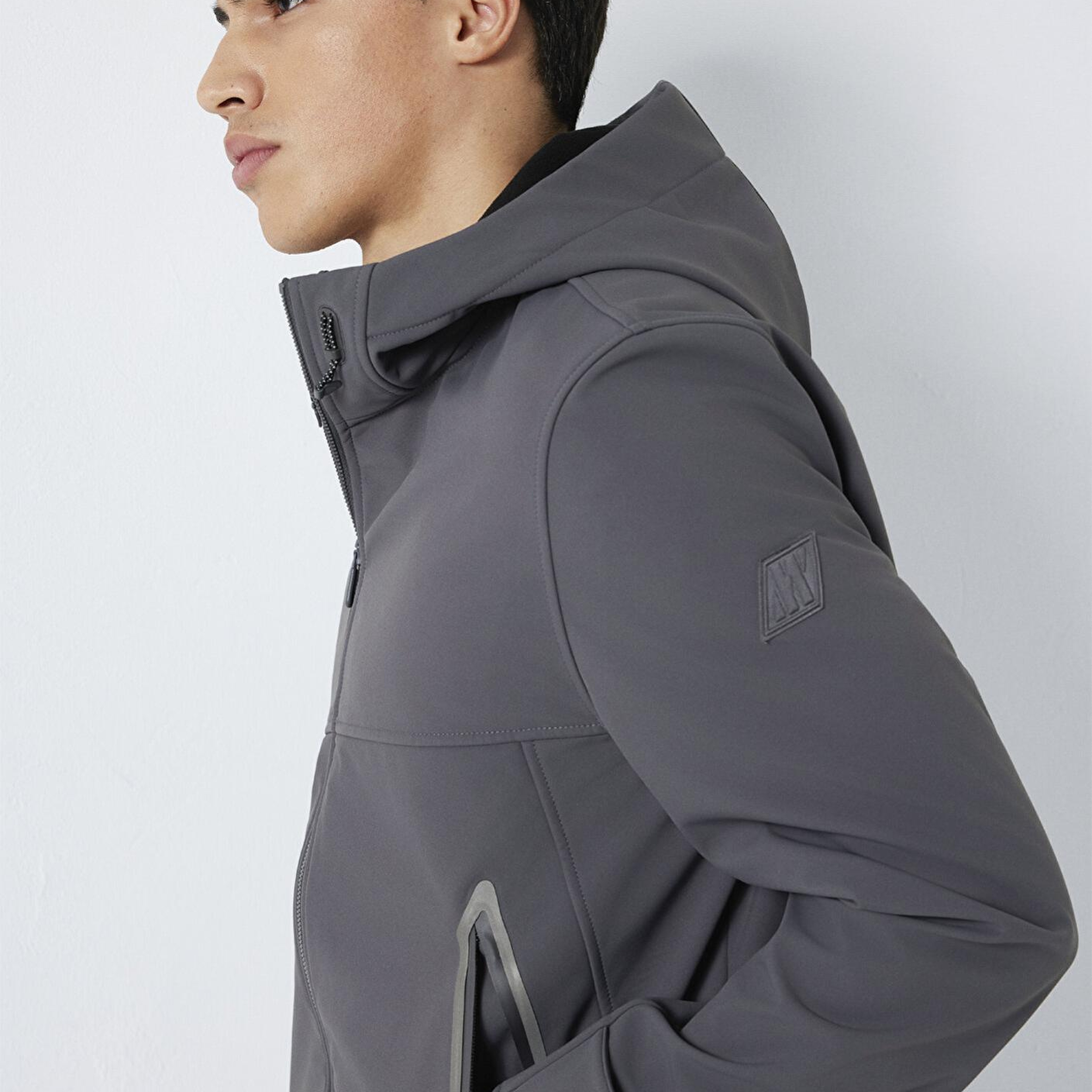 Mavi Kapüşonlu Su İtici Gri Scuba Ceket Regular Fit / Normal Kesim 0110762-85540