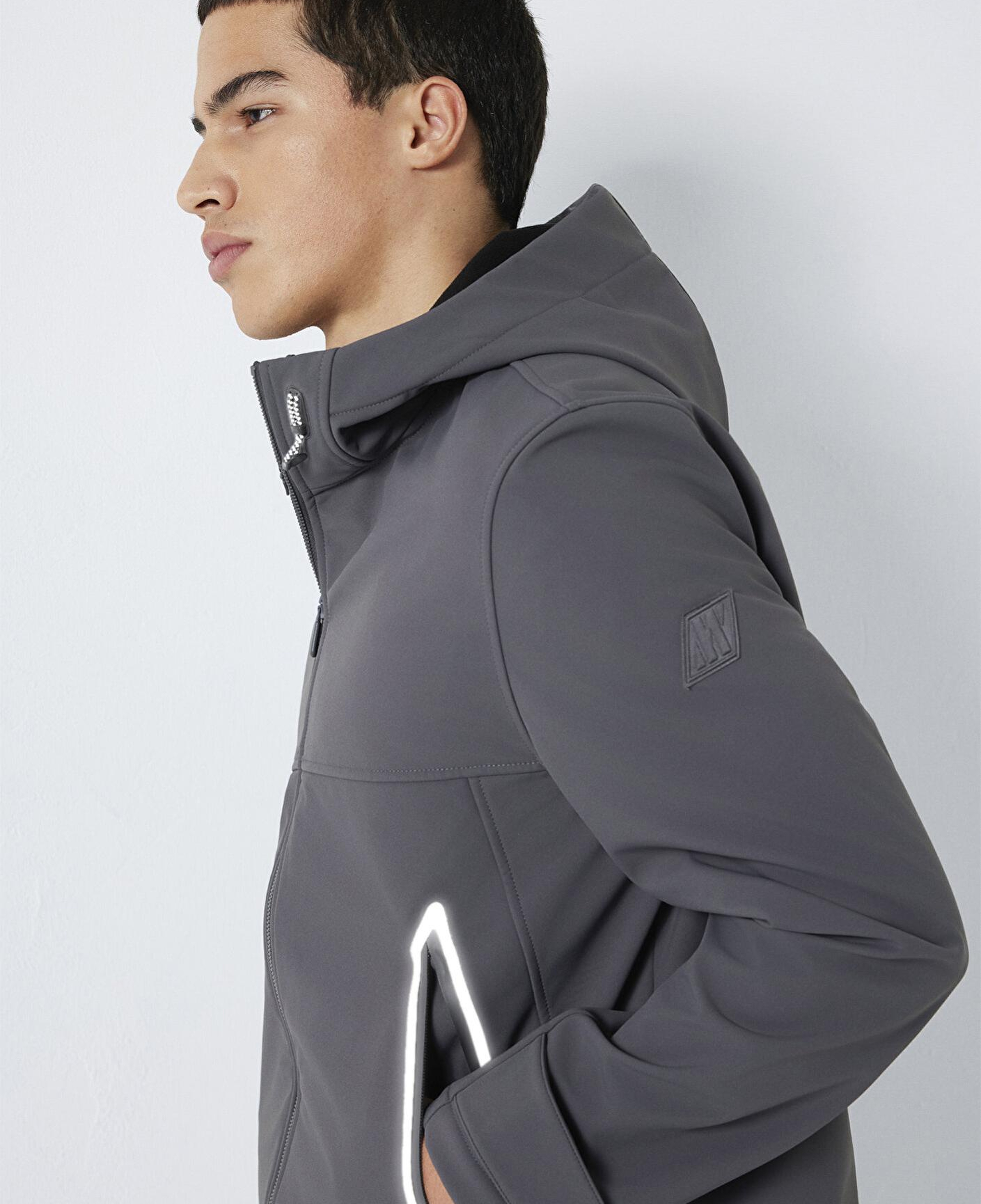 Mavi Kapüşonlu Su İtici Gri Scuba Ceket Regular Fit / Normal Kesim 0110762-85540