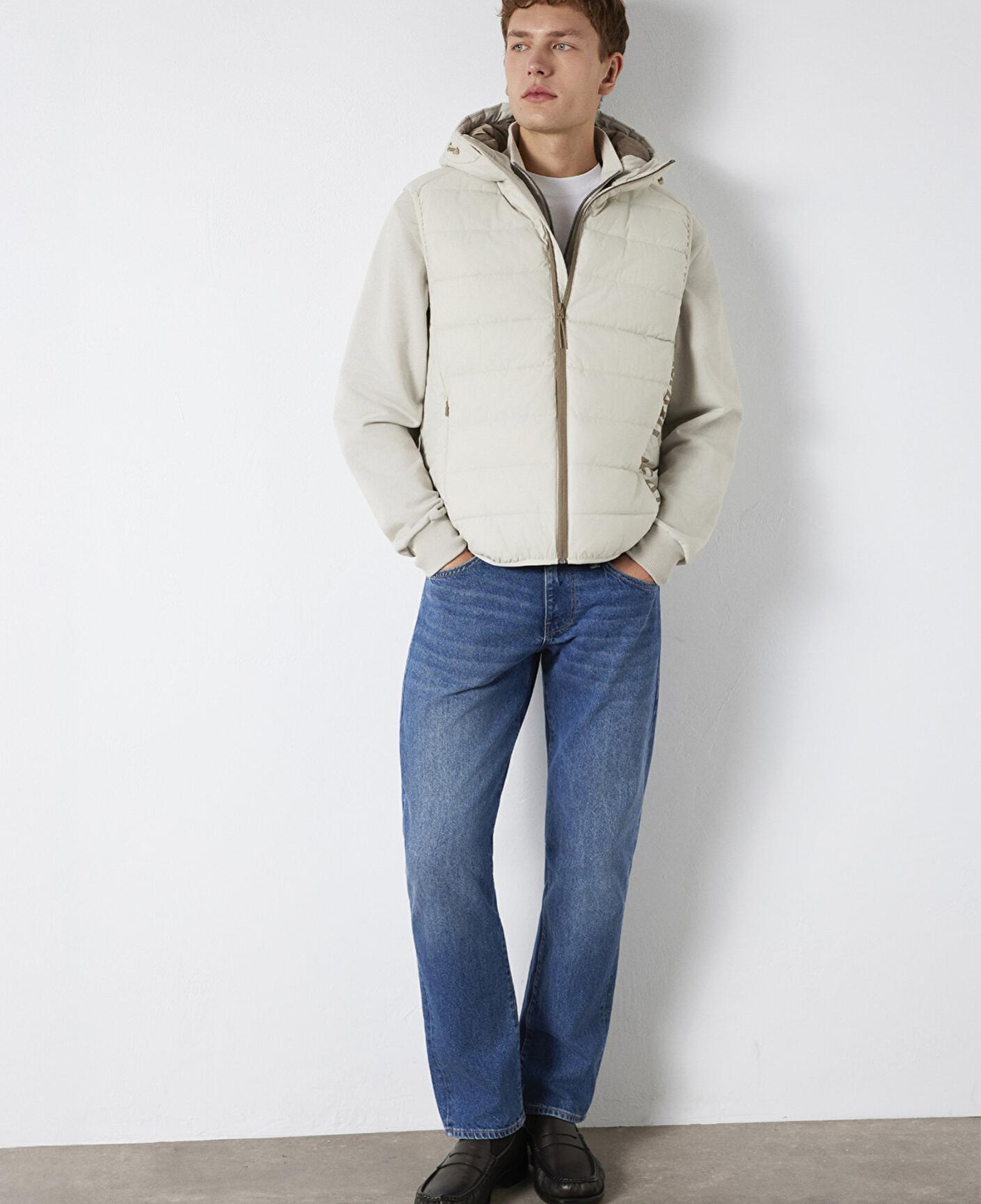 Mavi Mavi Jeans Detaylı Kapüşonlu Ekru Şişme Yelek Regular Fit / Normal Kesim 0110554-70144