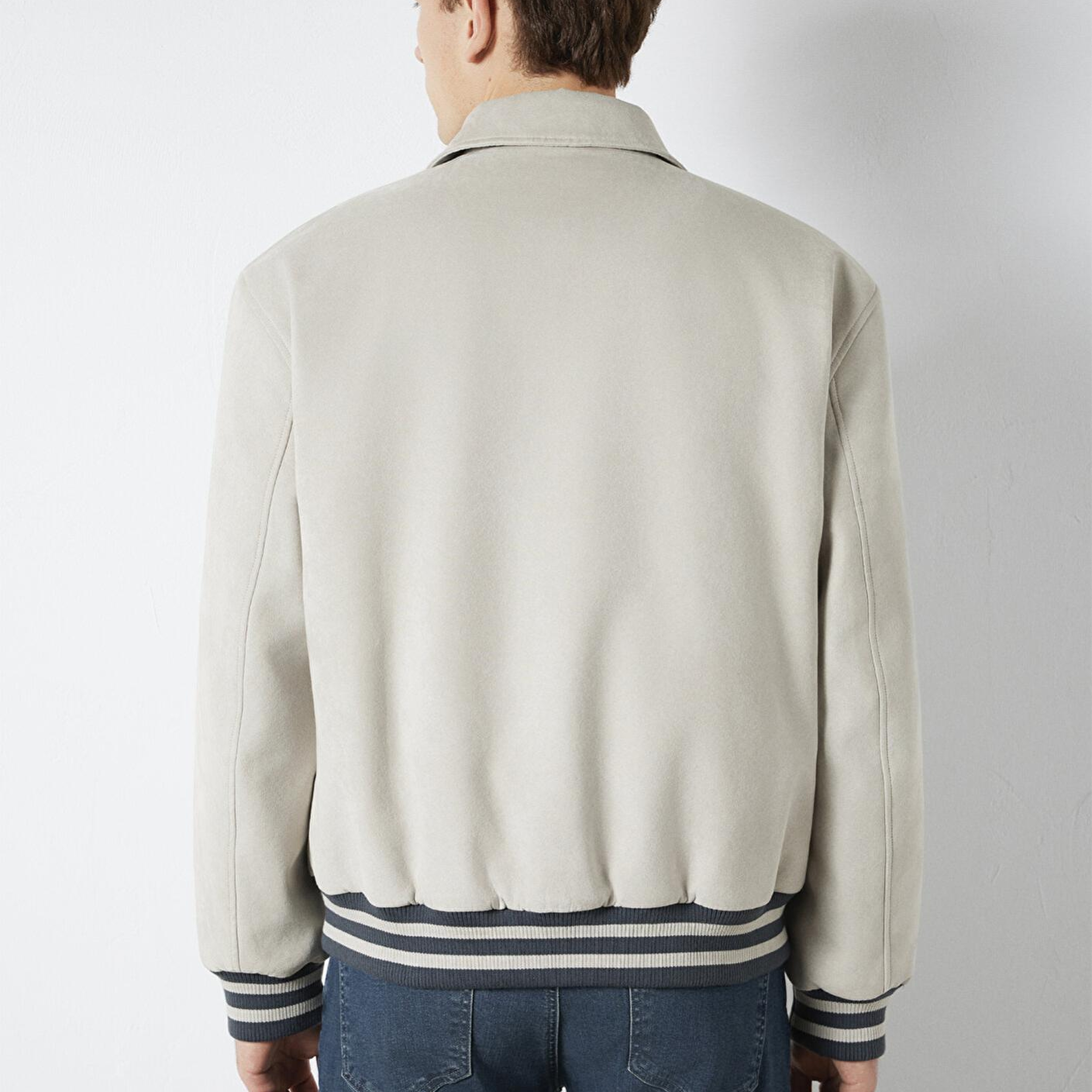 Mavi Gri Suni Süet Ceket Loose Fit / Bol Rahat Kesim 0110767-70075