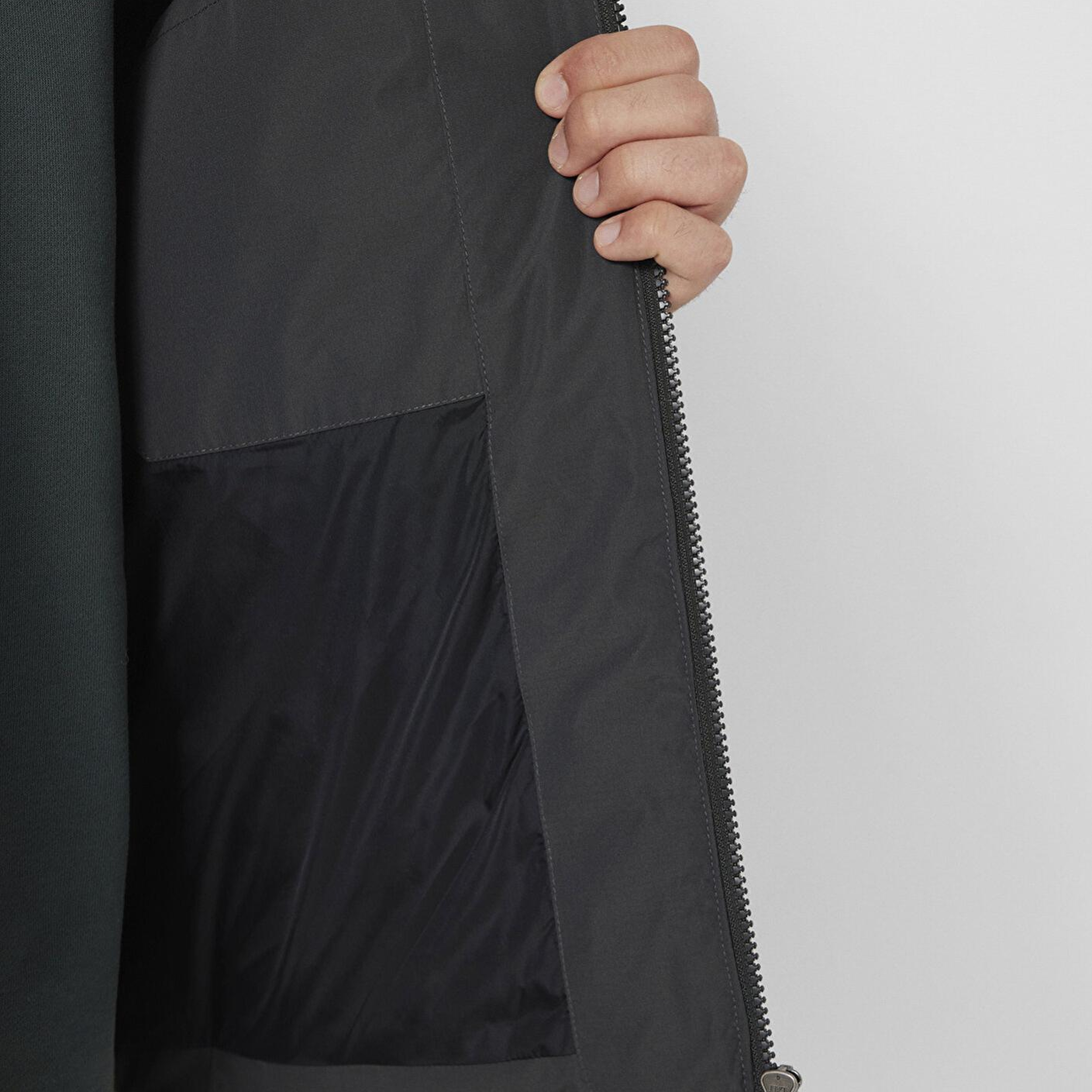 Mavi Kapüşonlu Su İtici Gri Scuba Ceket Regular Fit / Normal Kesim 0110762-85540