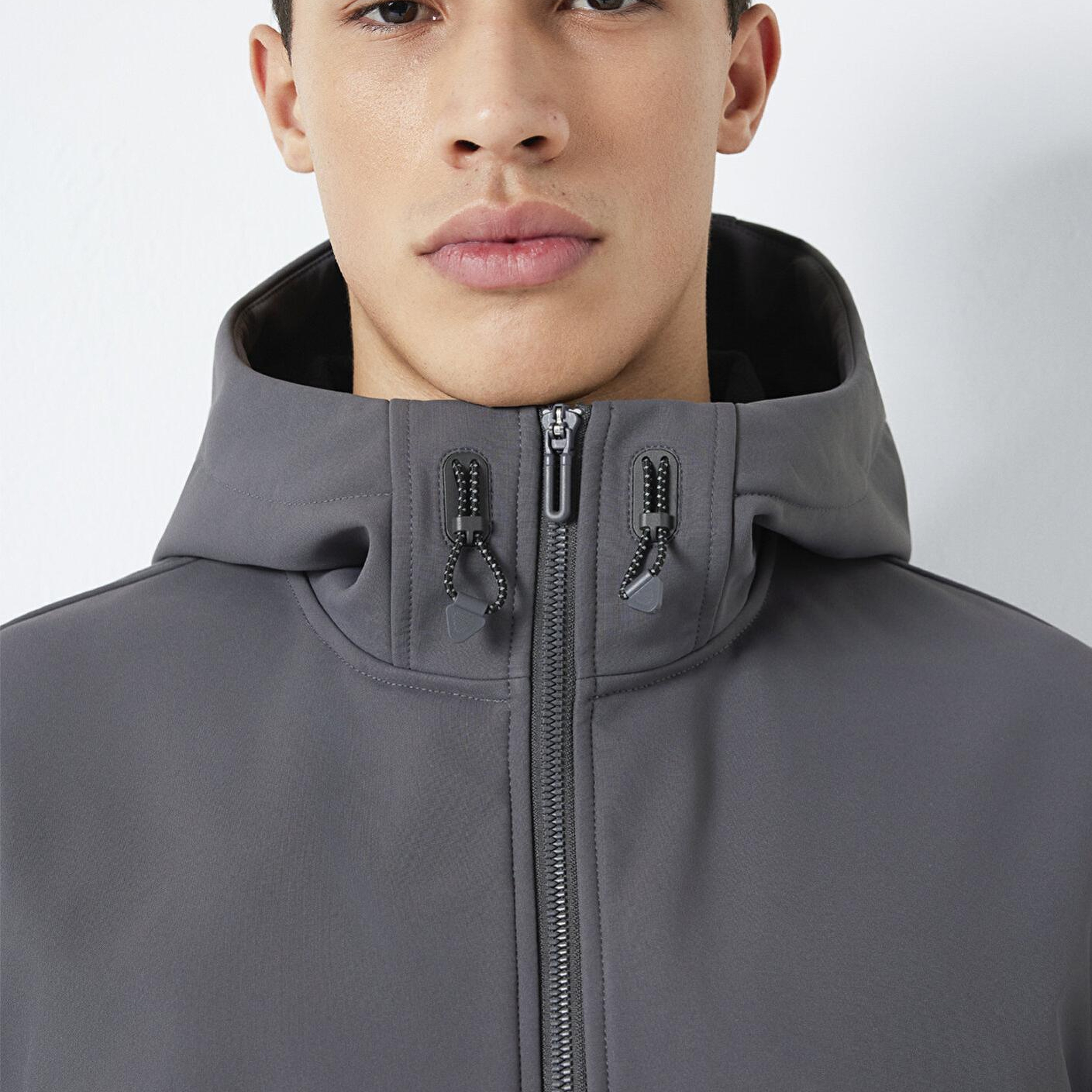 Mavi Kapüşonlu Su İtici Gri Scuba Ceket Regular Fit / Normal Kesim 0110762-85540