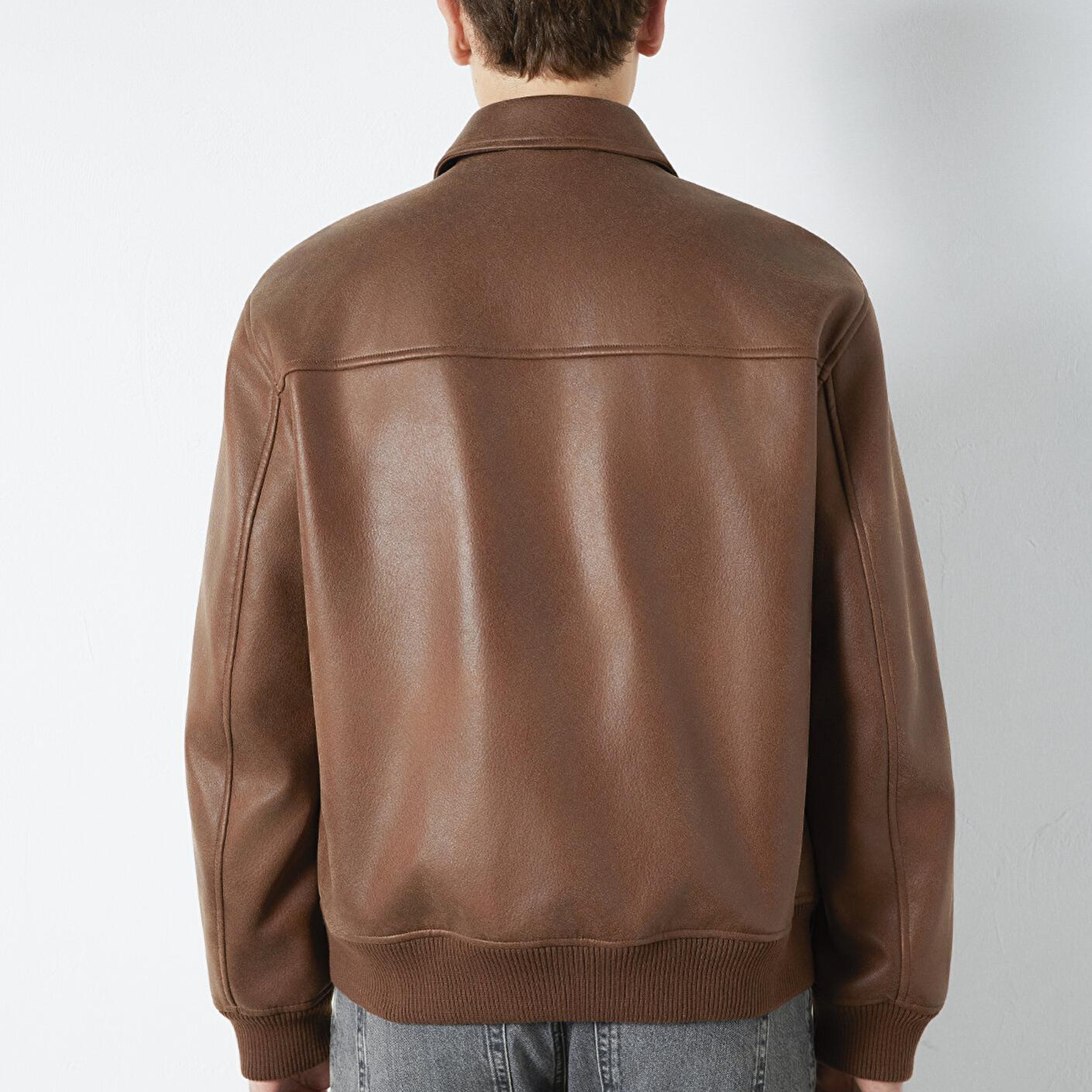 Mavi Kahverengi Suni Deri Ceket Loose Fit / Bol Rahat Kesim 0110775-70242