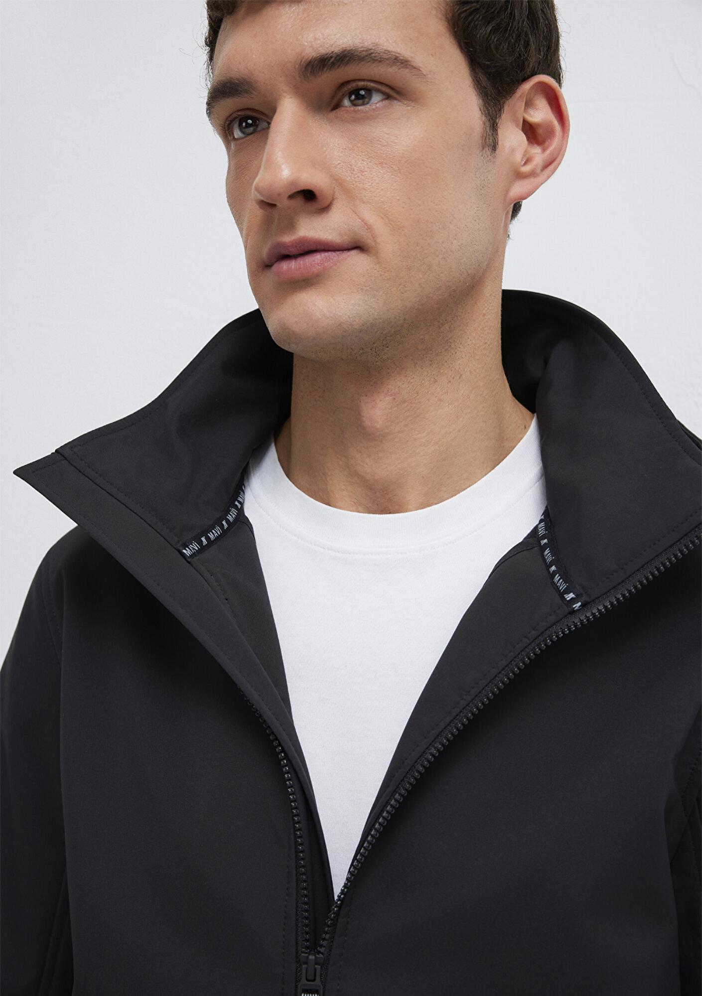 Mavi Kapüşonlu Siyah Ceket Regular Fit / Normal Kesim 0110763-71379