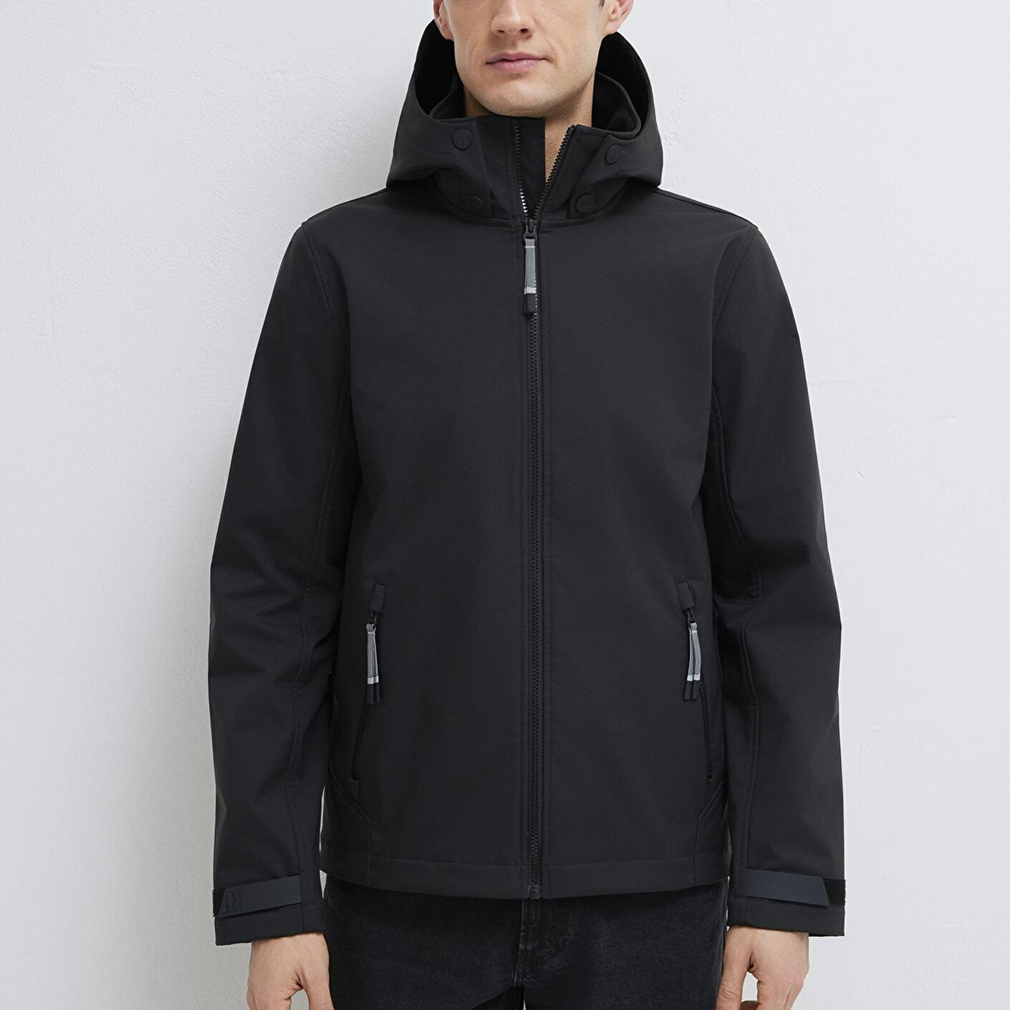 Mavi Kapüşonlu Siyah Ceket Regular Fit / Normal Kesim 0110763-71379