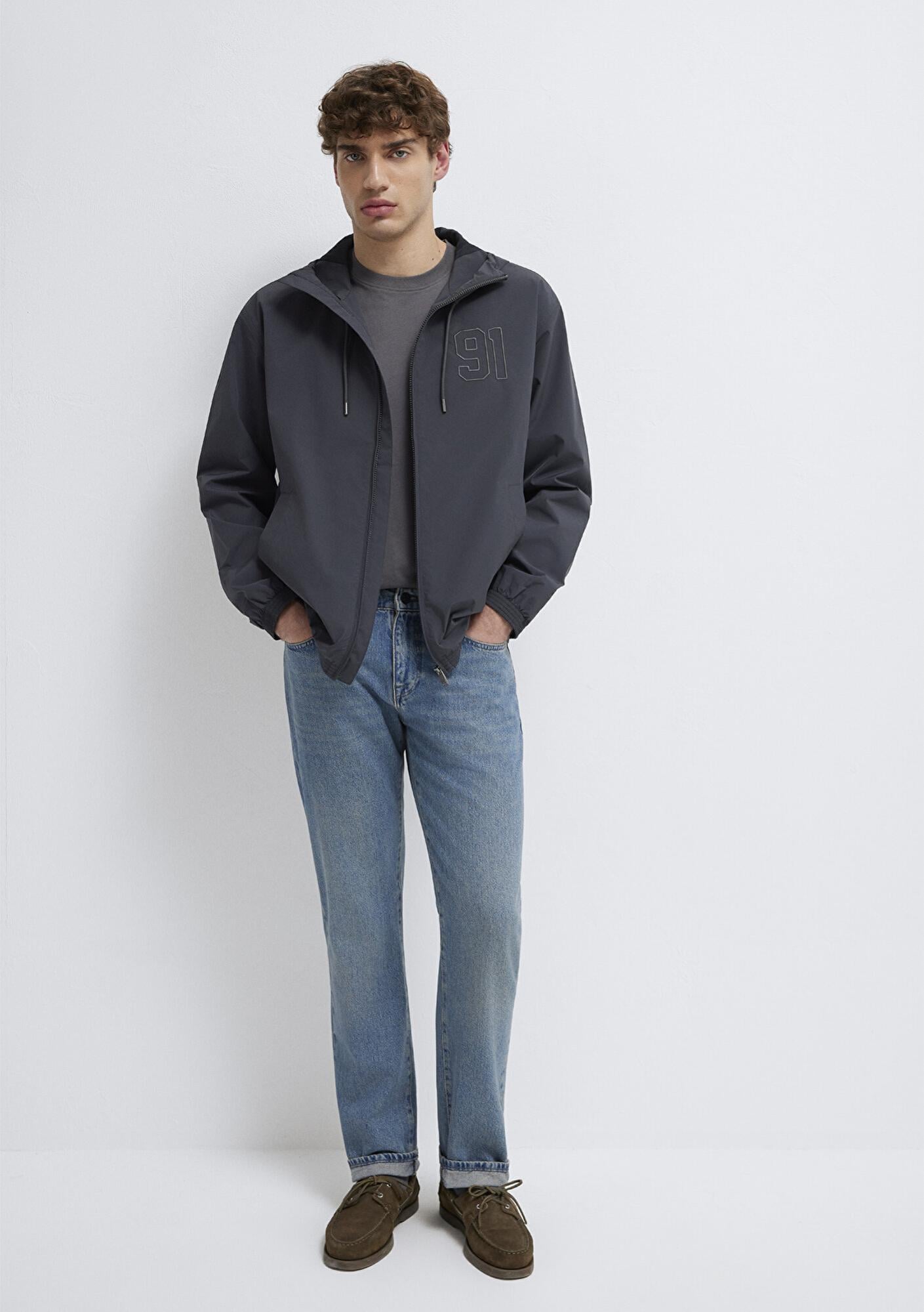 Mavi MVJNS Baskılı Antrasit Ceket Oversize / Geniş Kesim 0110755-89939