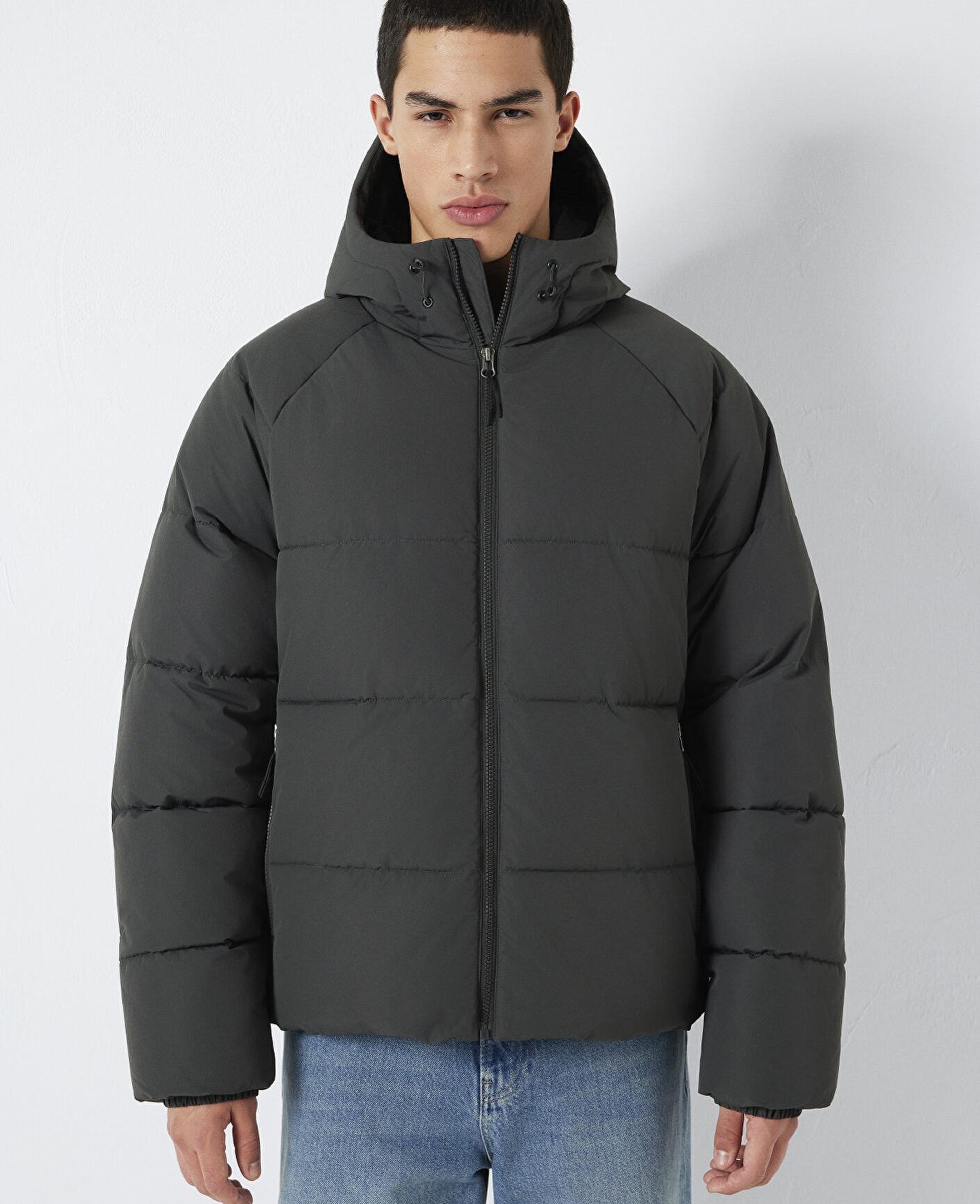 Mavi Kapüşonlu Antrasit Şişme Mont 0110756-89939