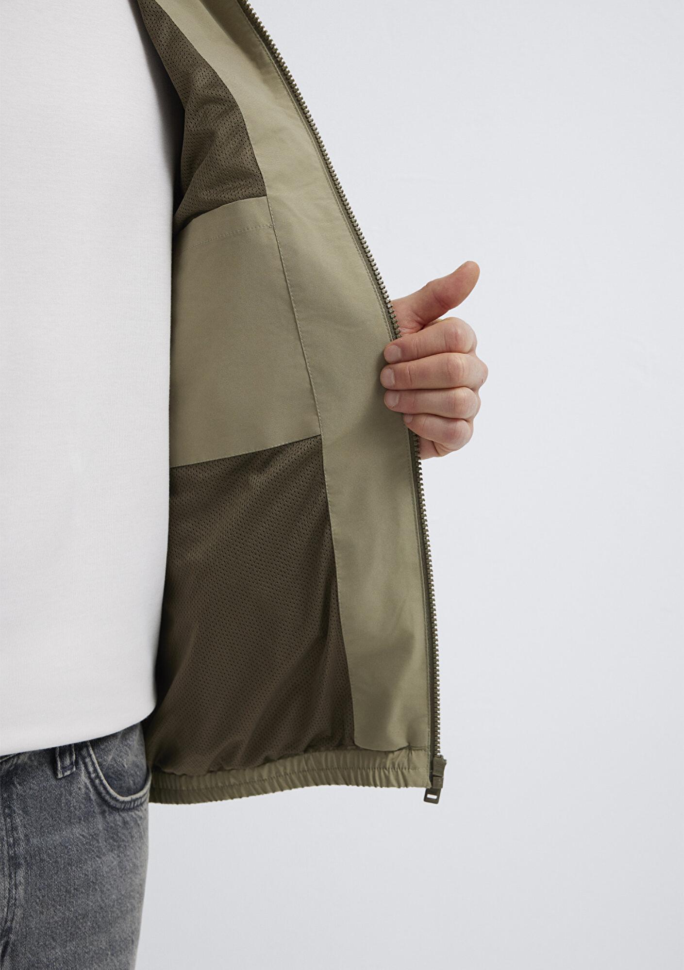 Mavi Kapüşonlu Yeşil Ceket Loose Fit / Bol Rahat Kesim 0110818-86749